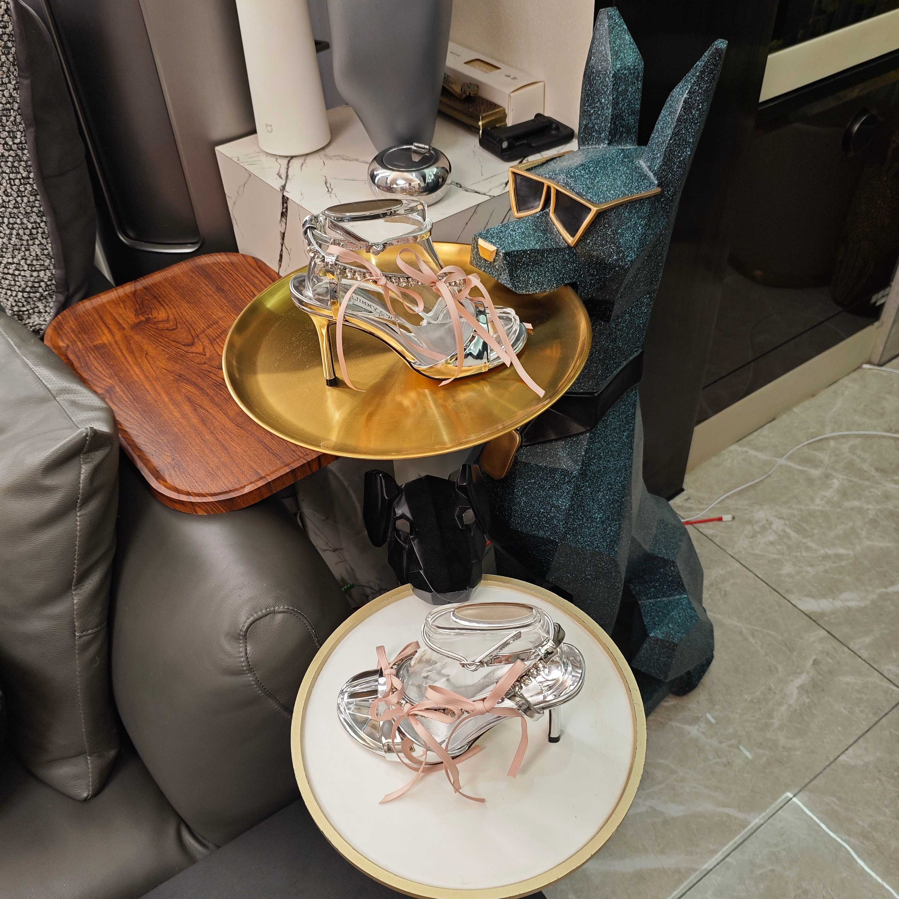 Jimmy 26s High Heeled Sandals 100 Sliver Lambskin 596326