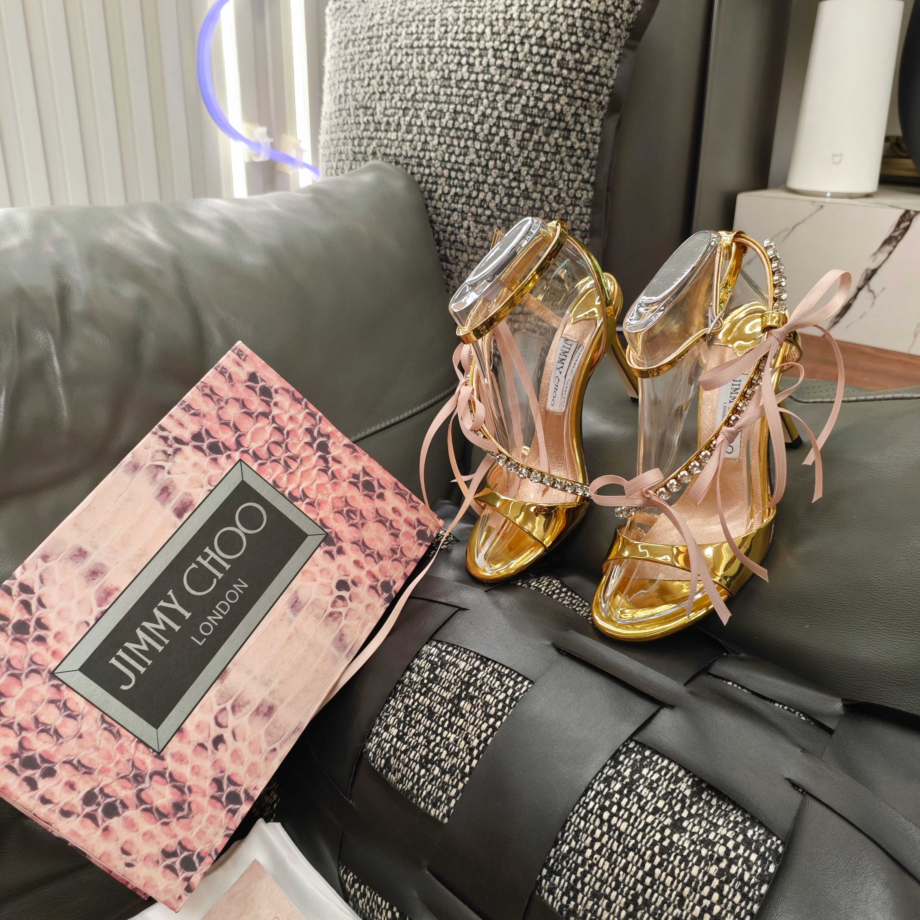 Jimmy 26s High Heeled Sandals 100 Gold Lambskin 596327