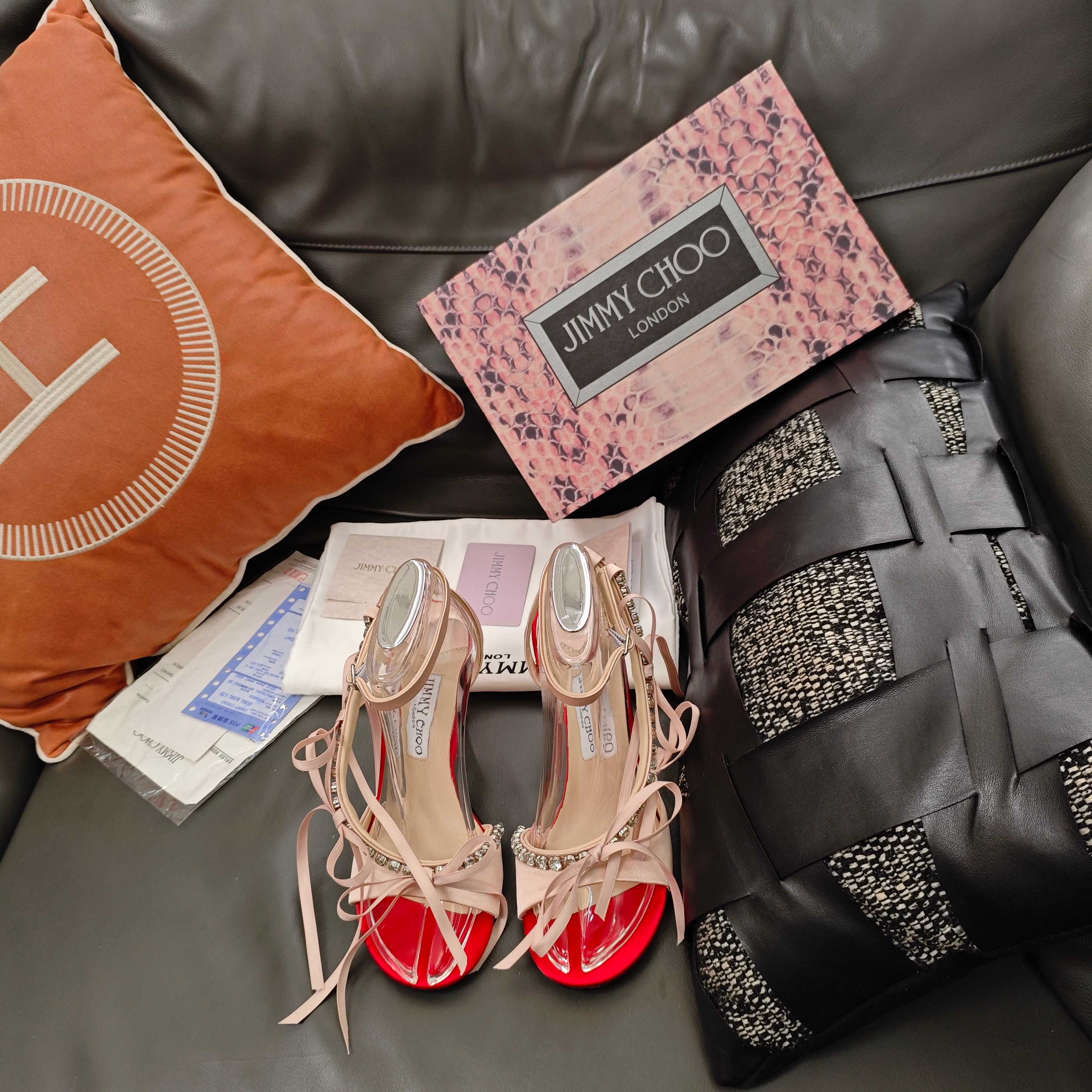 Jimmy 26s High Heeled Sandals 100 Light Pink Red Lambskin 596328