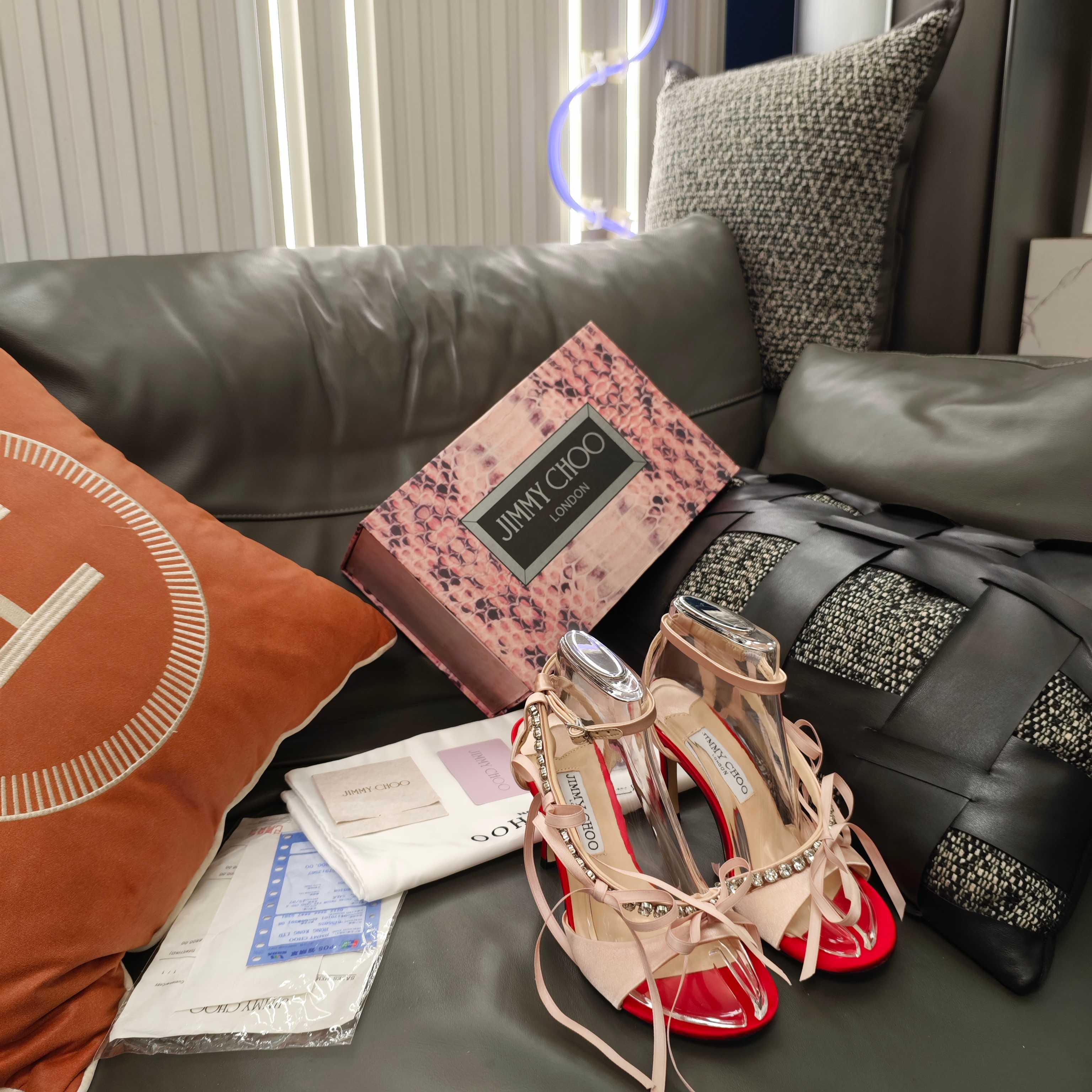 Jimmy 26s High Heeled Sandals 100 Light Pink Red Lambskin 596328