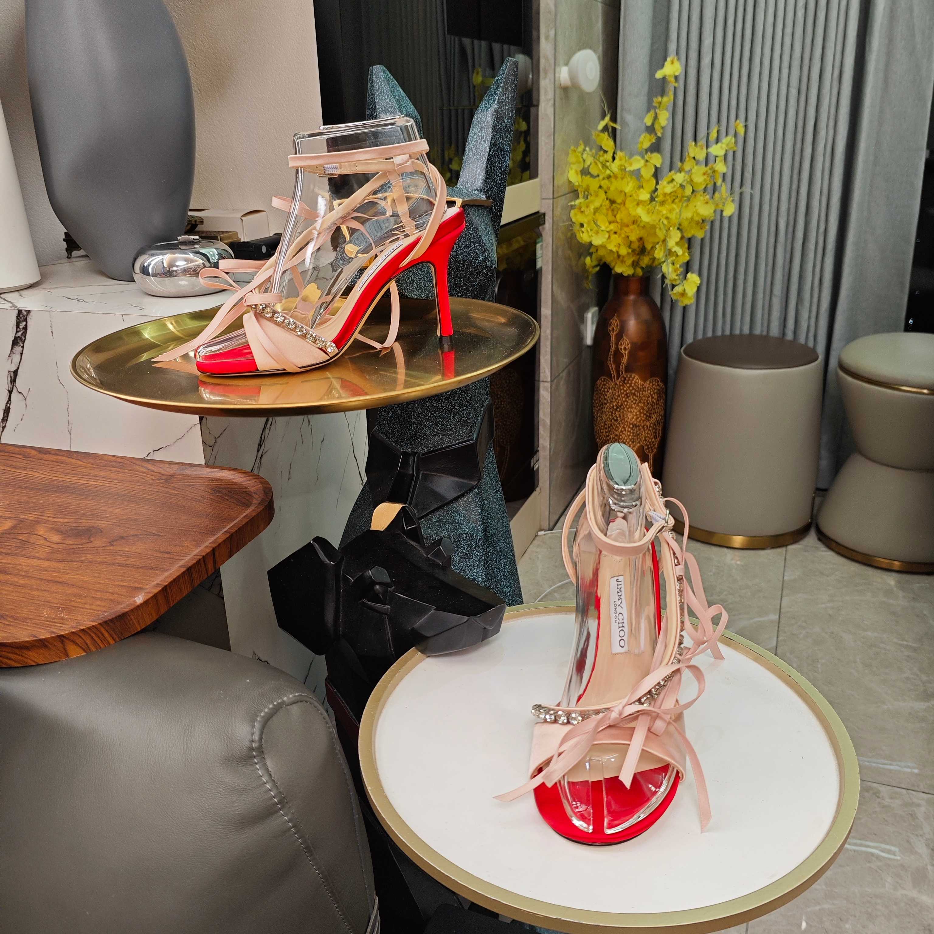 Jimmy 26s High Heeled Sandals 100 Light Pink Red Lambskin 596328