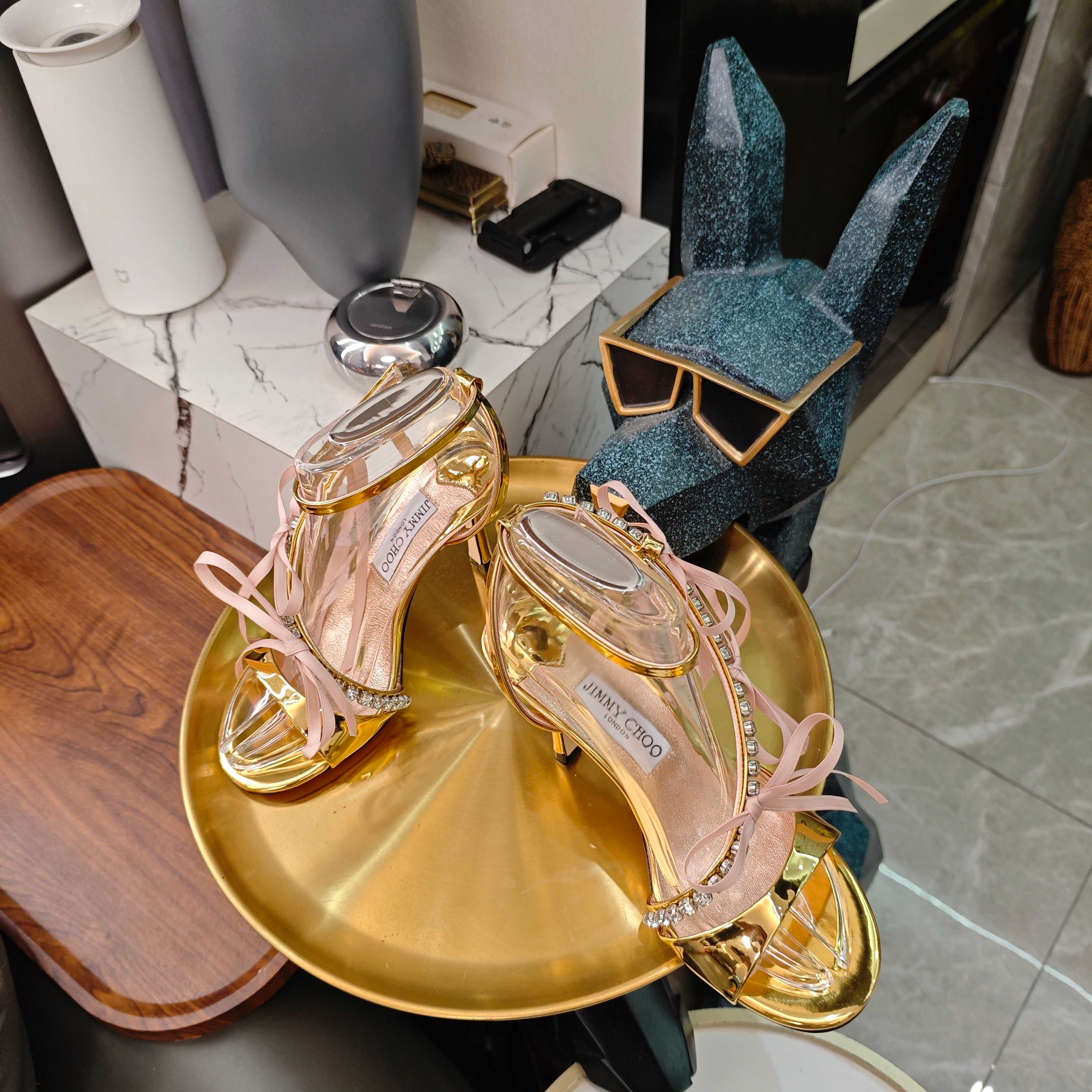 Jimmy 26s High Heeled Sandals 100 Gold Lambskin 596327