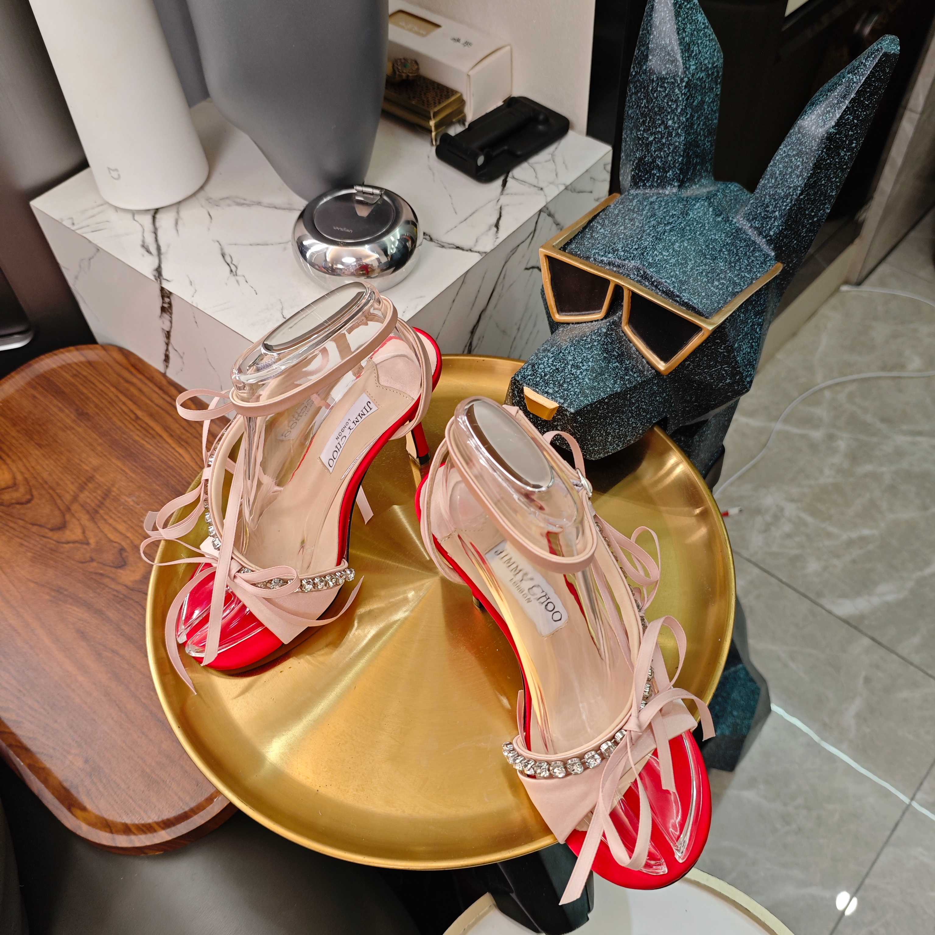 Jimmy 26s High Heeled Sandals 100 Light Pink Red Lambskin 596328