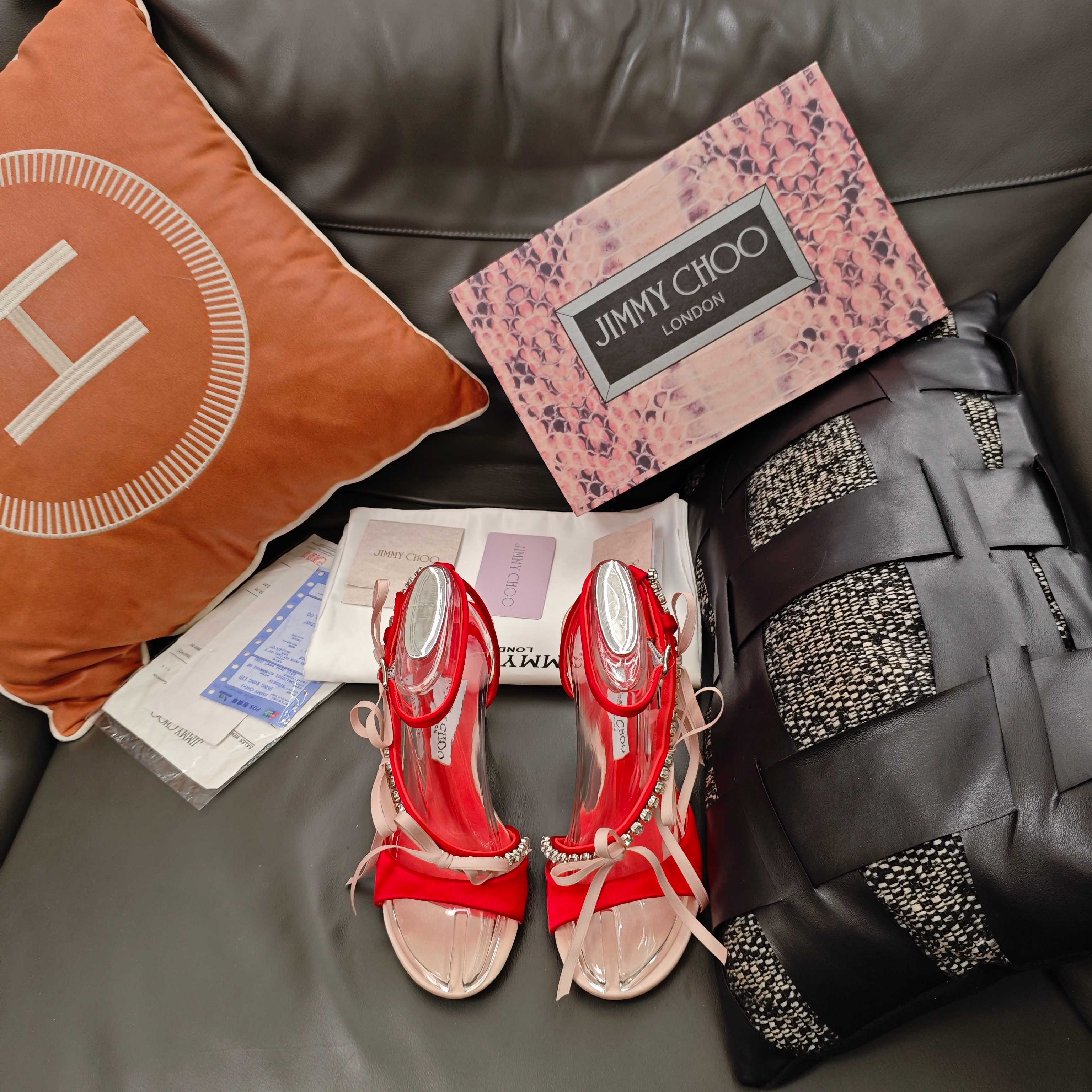 Jimmy 26s High Heeled Sandals 100 Light Pink Red Lambskin 596329