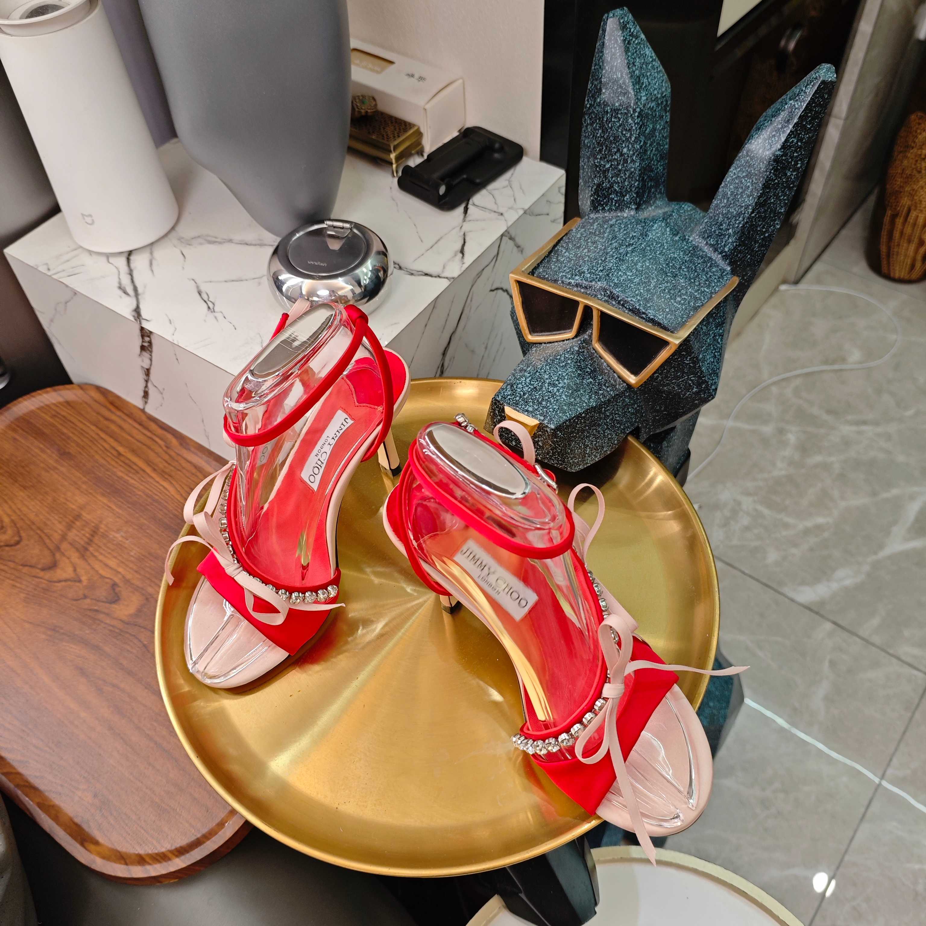 Jimmy 26s High Heeled Sandals 100 Light Pink Red Lambskin 596329