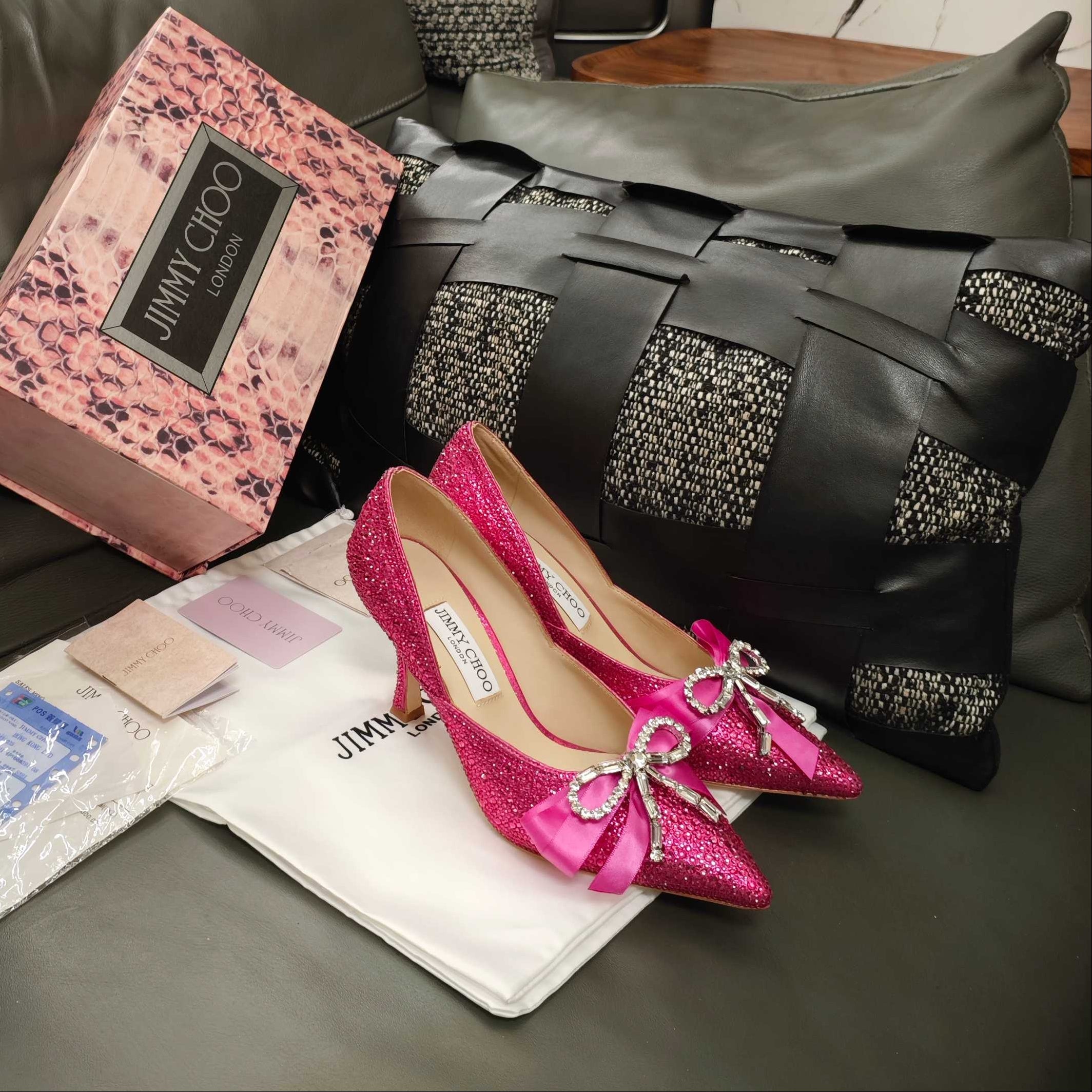 Jimmy 26s Crystal Pumps 85 Pink Silk Satin Cowhide 596335