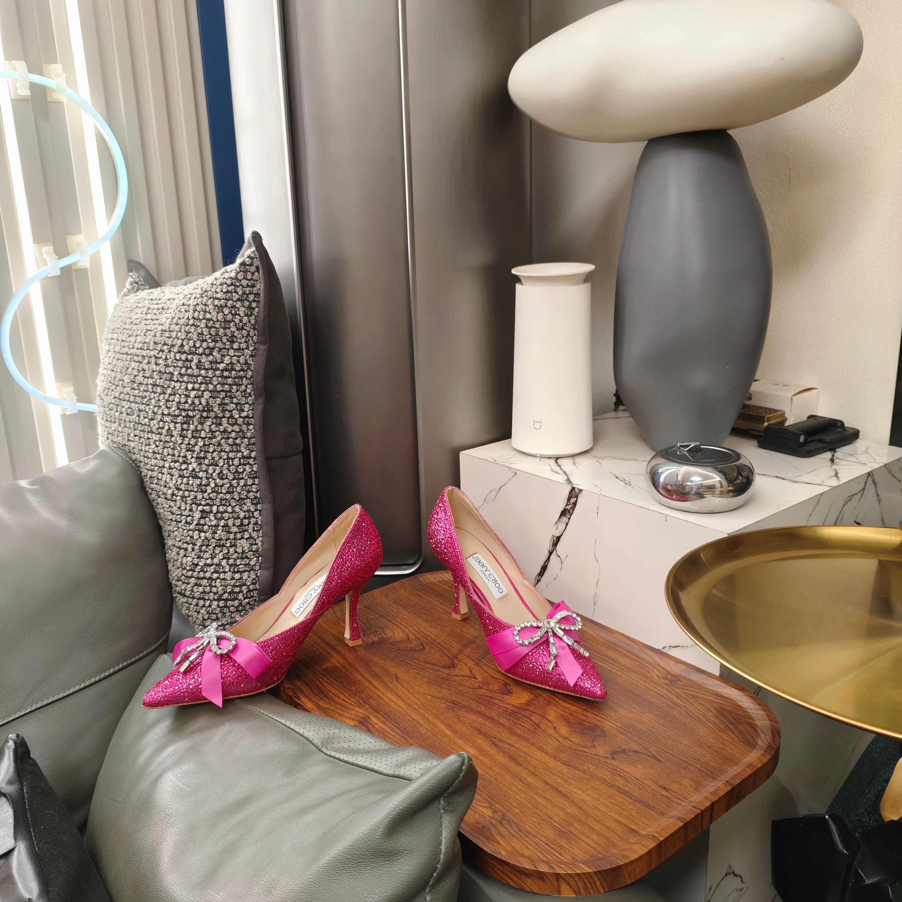 Jimmy 26s Crystal Pumps 85 Pink Silk Satin Cowhide 596335