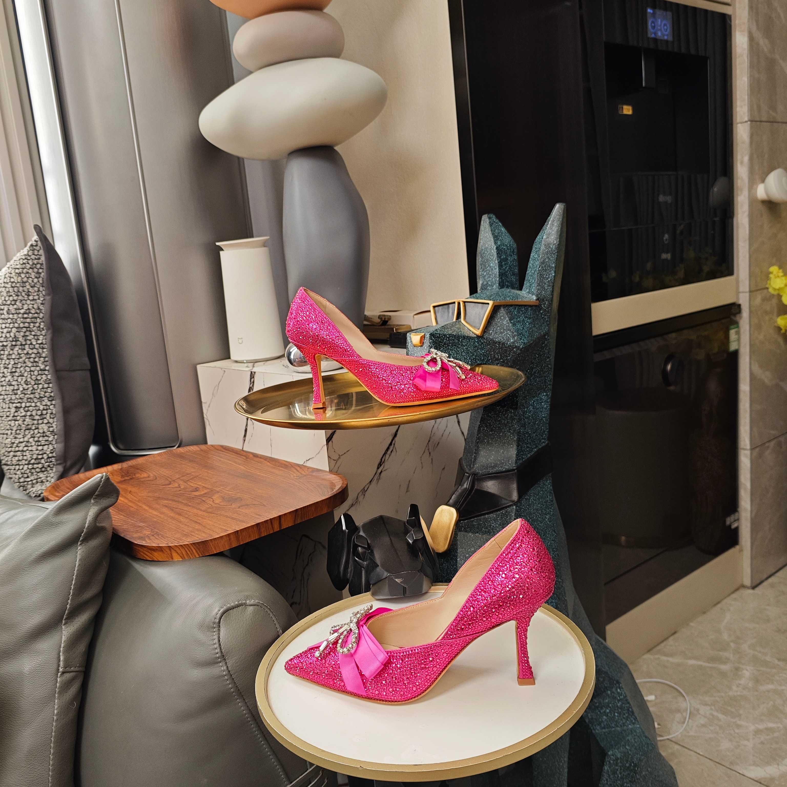 Jimmy 26s Crystal Pumps 85 Pink Silk Satin Cowhide 596335