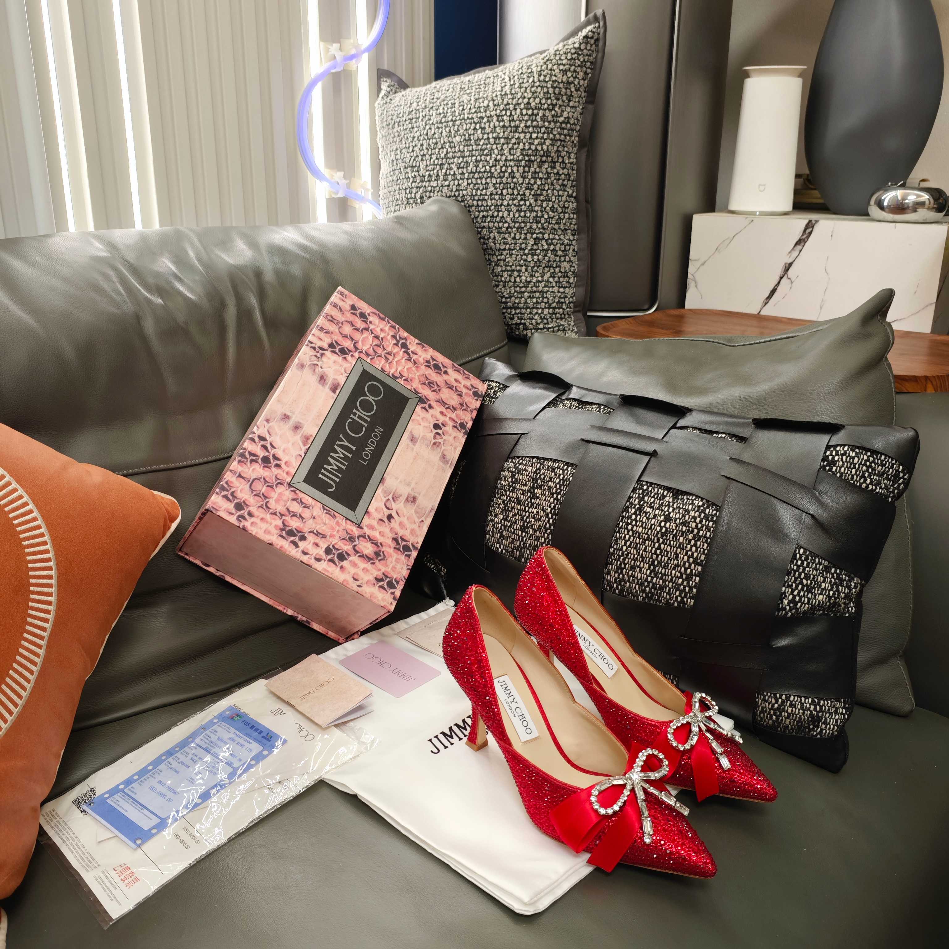 Jimmy 26s Crystal Pumps 85 Red Silk Satin Cowhide 596336