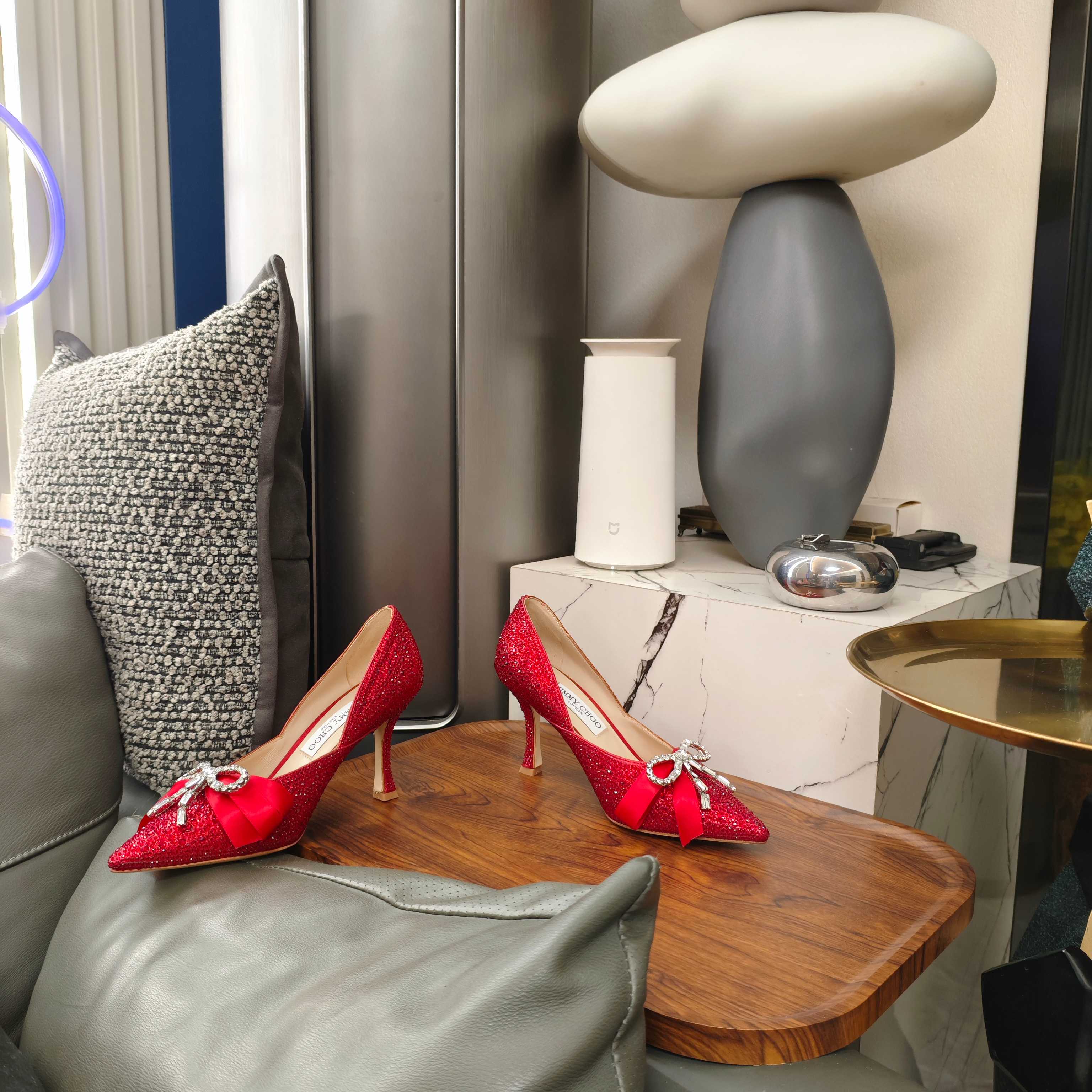 Jimmy 26s Crystal Pumps 85 Red Silk Satin Cowhide 596336