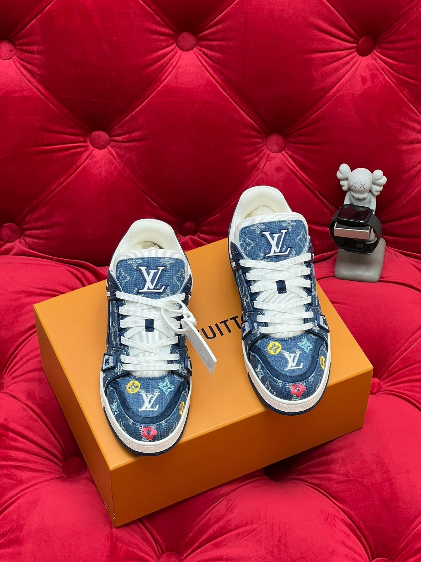 LV Trainer Sneaker Blue Monogram Denim Fabric