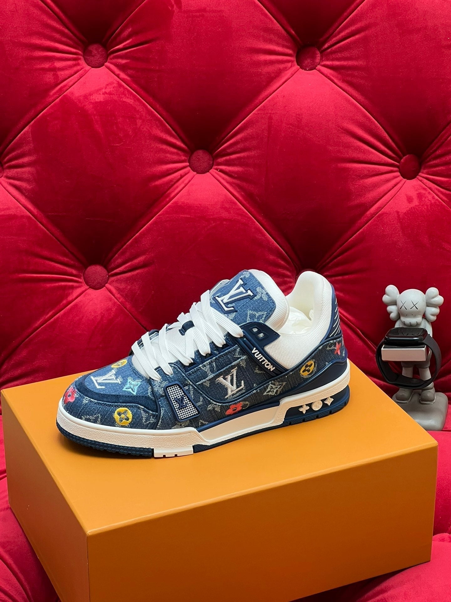 LV Trainer Sneaker Blue Monogram Denim Fabric