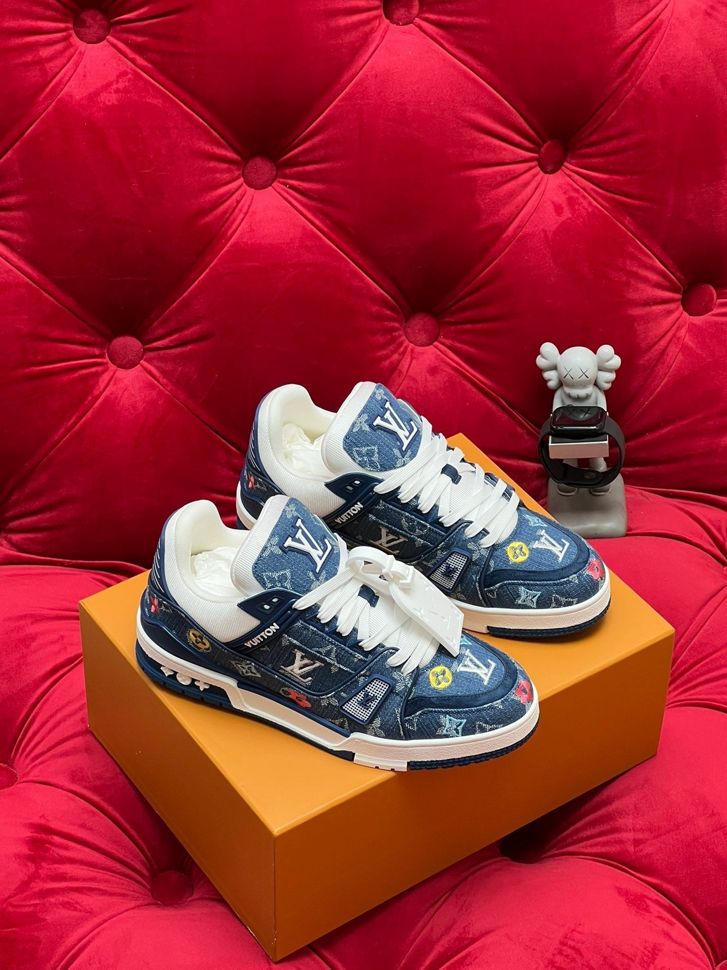 LV Trainer Sneaker Blue Monogram Denim Fabric