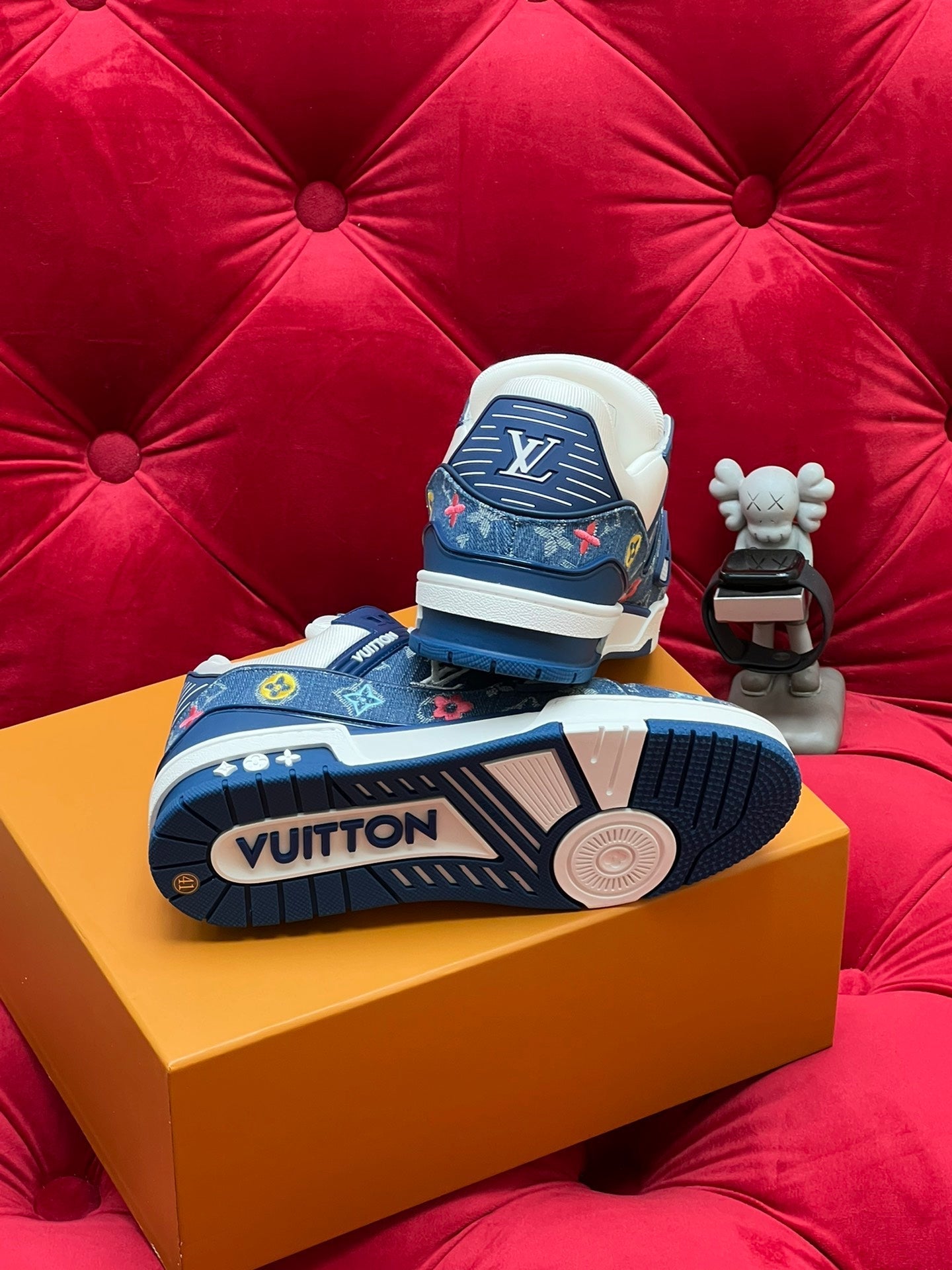 LV Trainer Sneaker Blue Monogram Denim Fabric