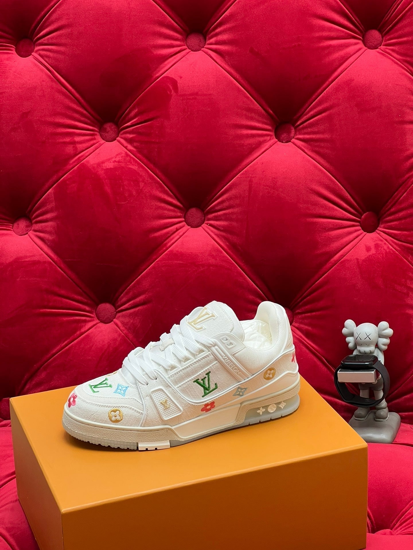 LV Trainer Sneaker White Monogram Denim Fabric