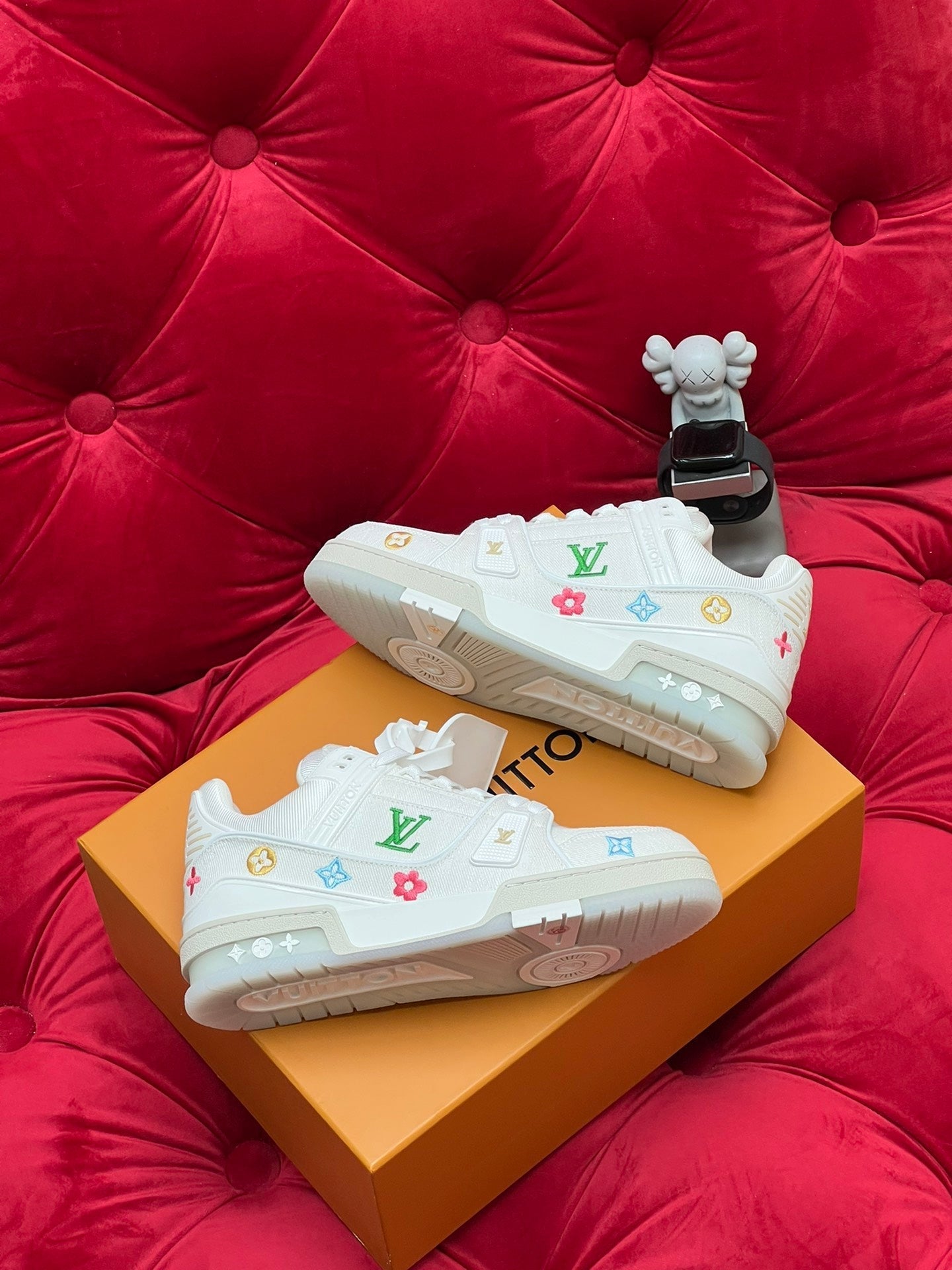 LV Trainer Sneaker White Monogram Denim Fabric