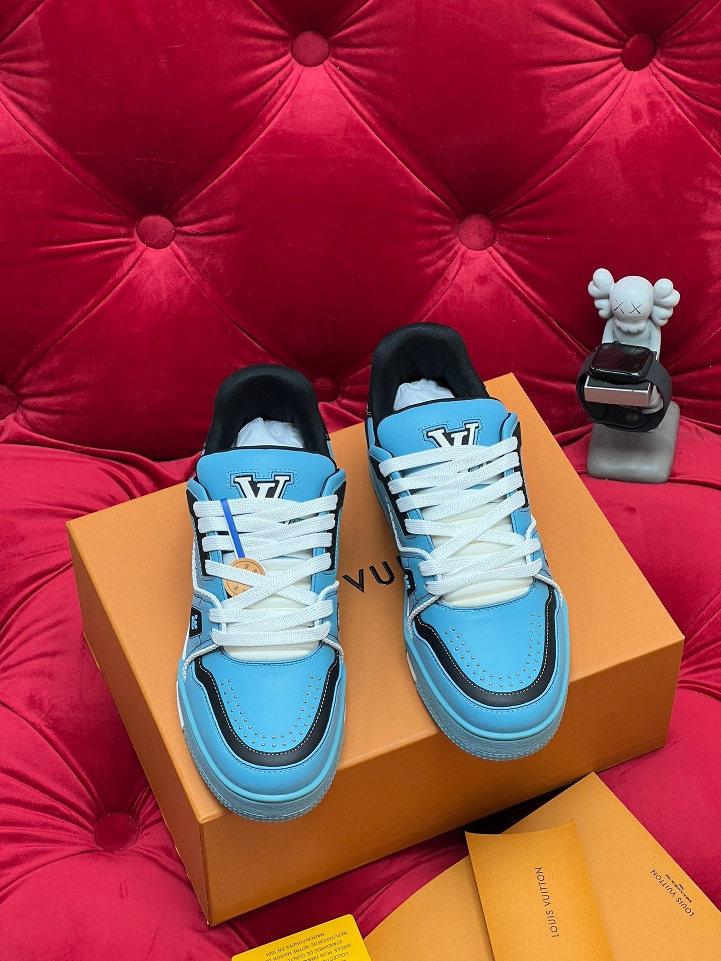 LV Trainer Sneaker Blue Microfiber Leather