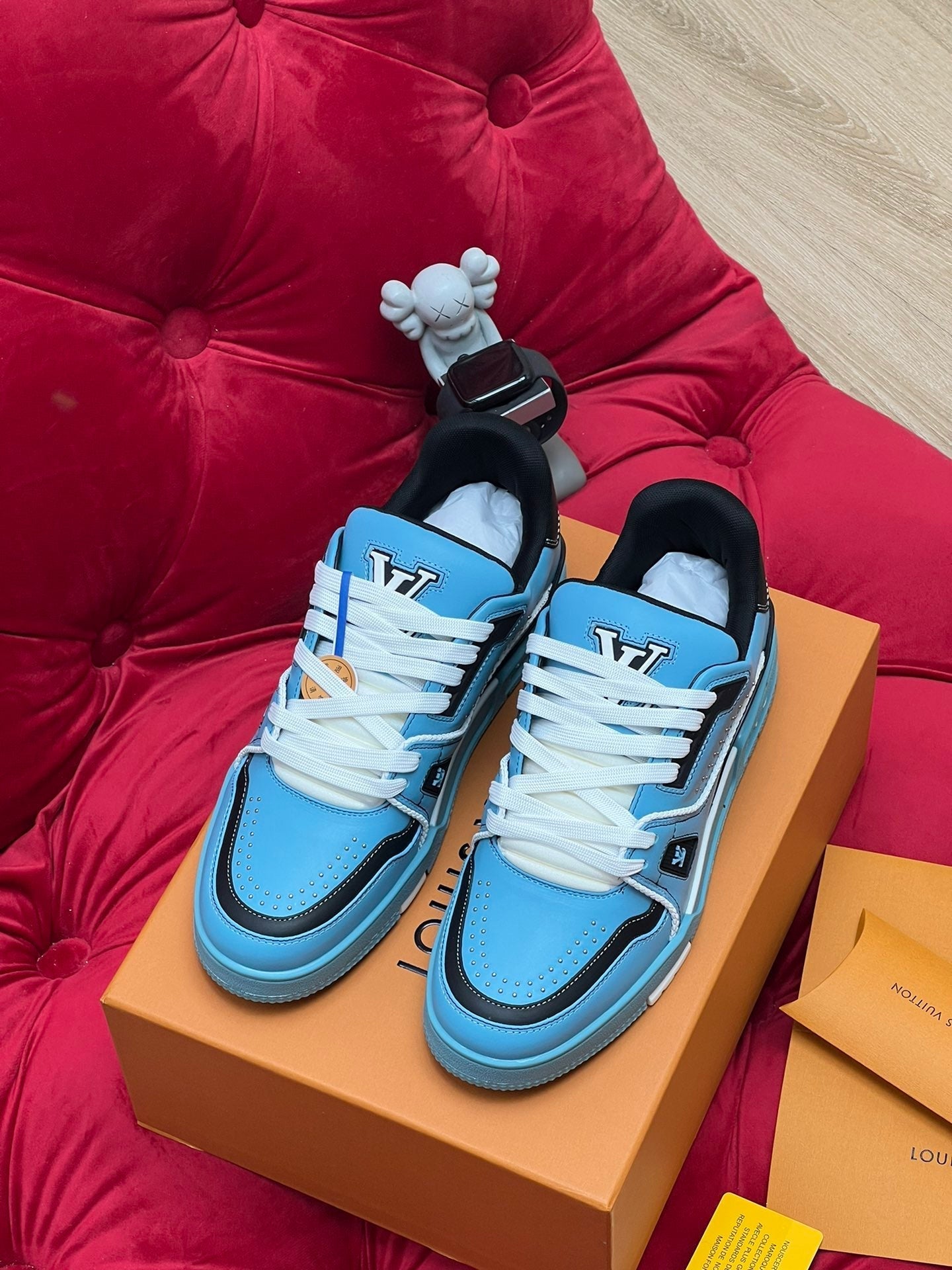 LV Trainer Sneaker Blue Microfiber Leather