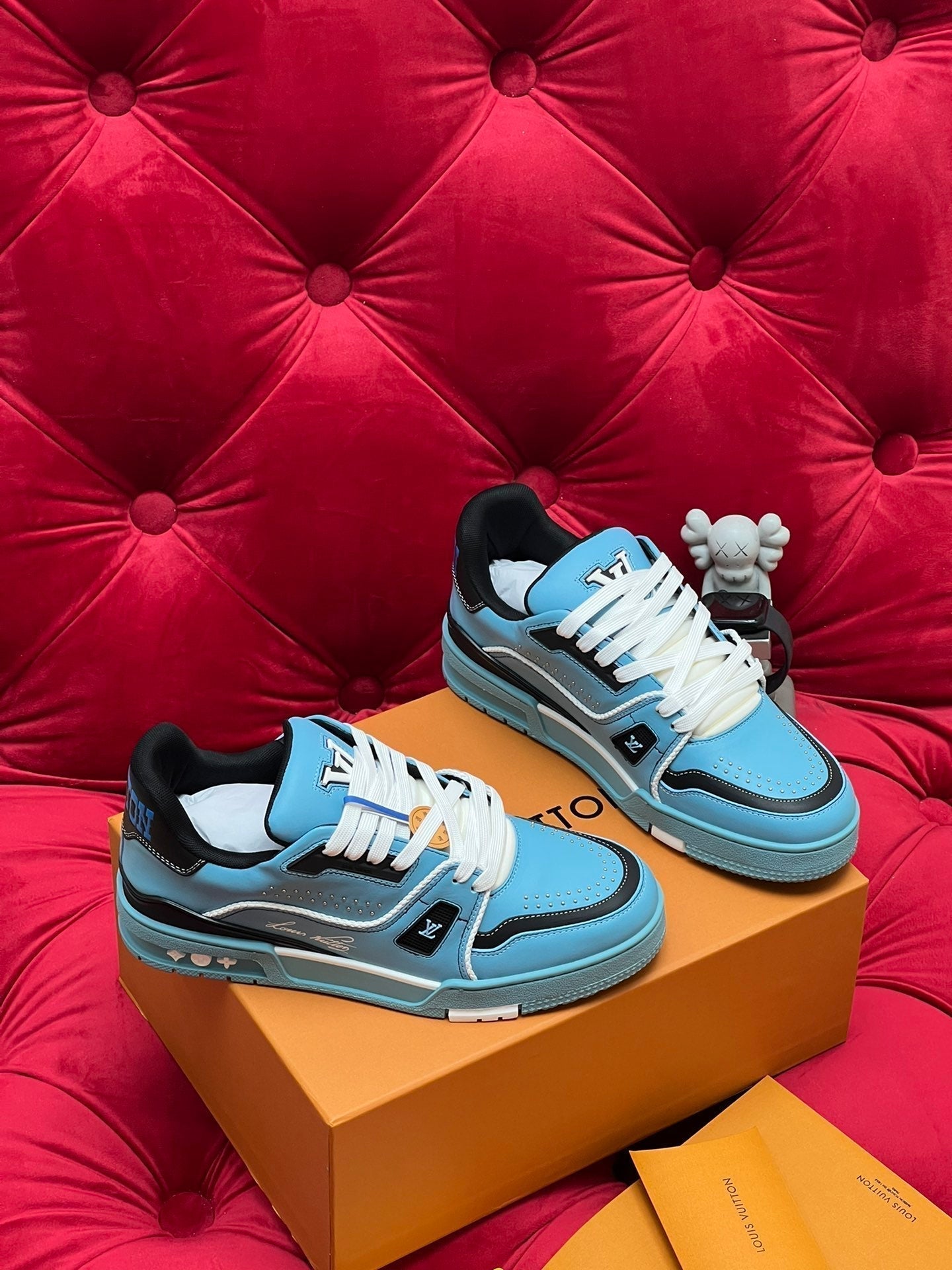 LV Trainer Sneaker Blue Microfiber Leather