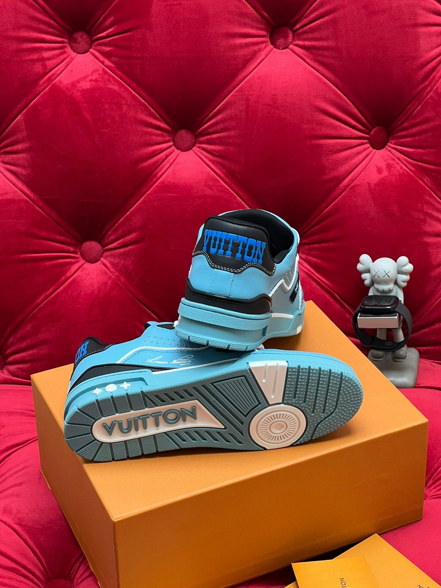 LV Trainer Sneaker Blue Microfiber Leather