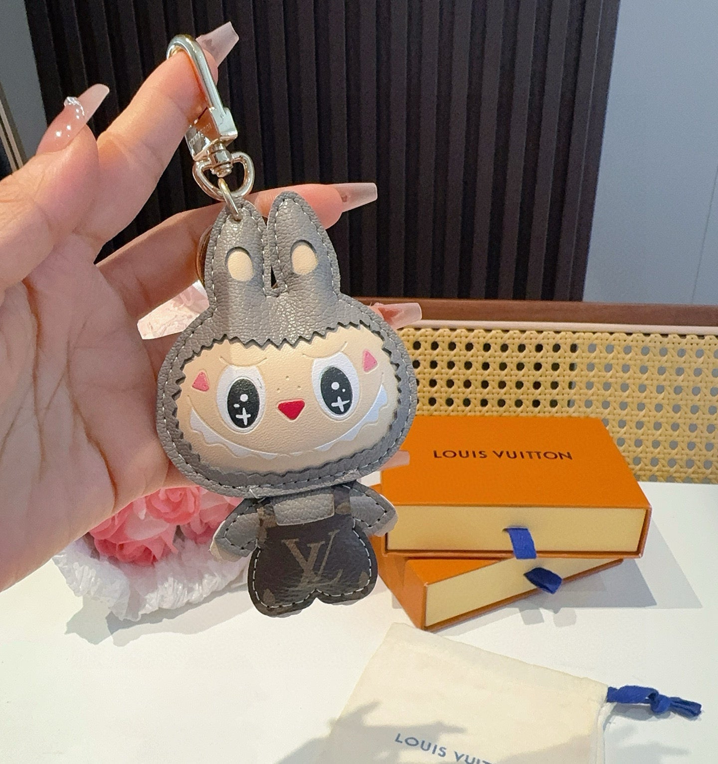 LV Gray Labubu Charm