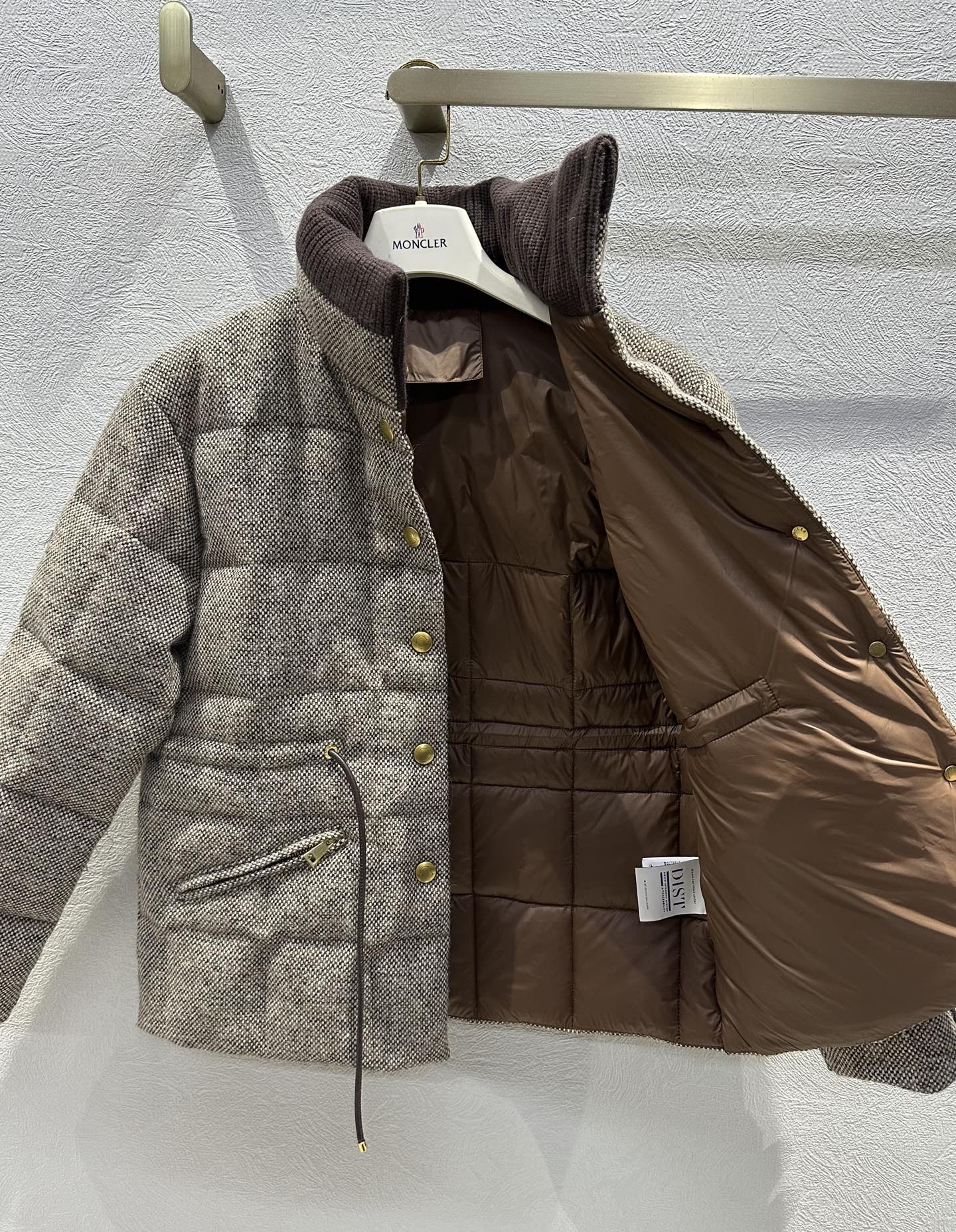 Moncler 2025 Antigony Jacket Gray Brown Wool Down