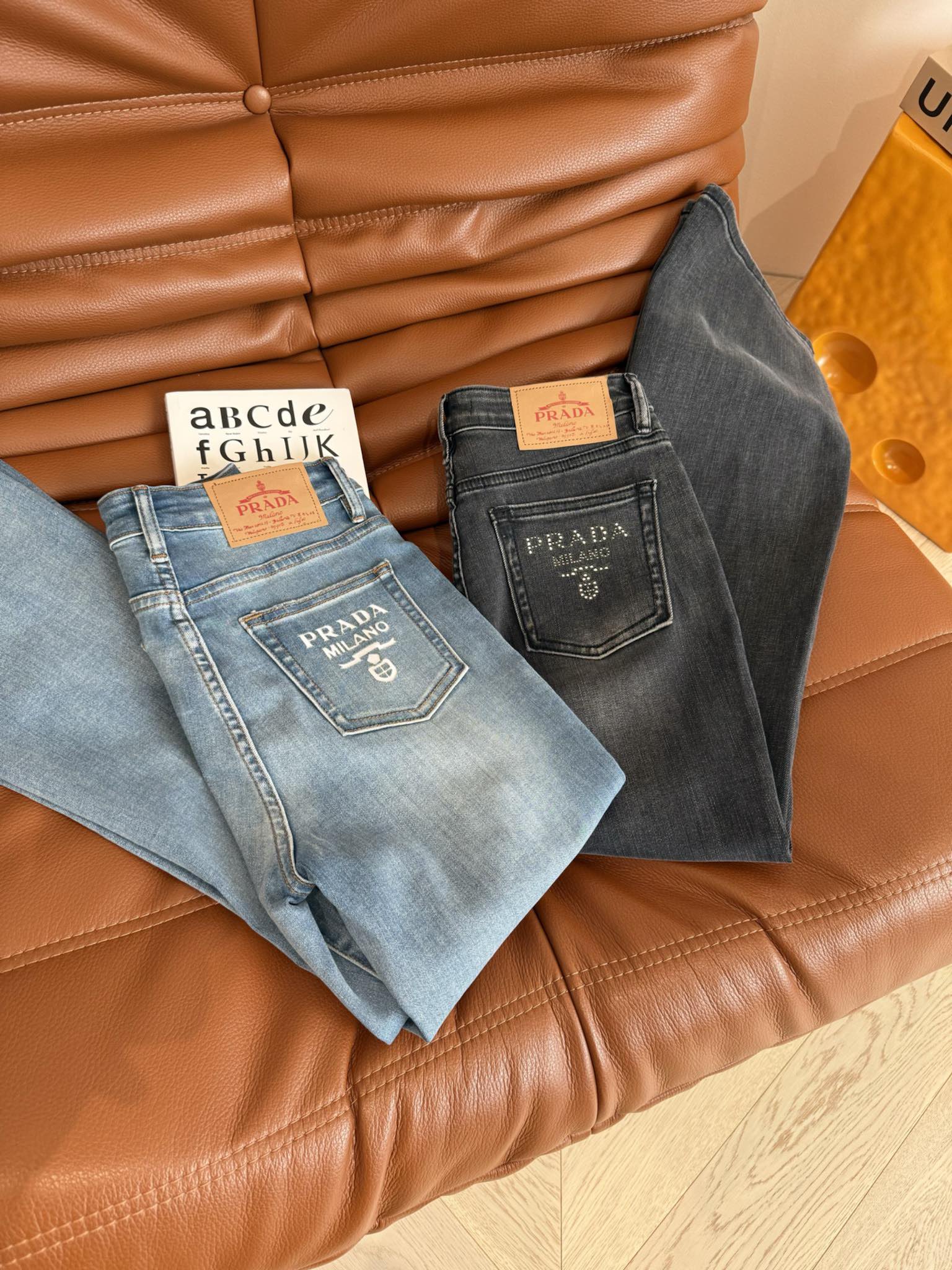 Prada Flared jeans Black and Blue Cotton