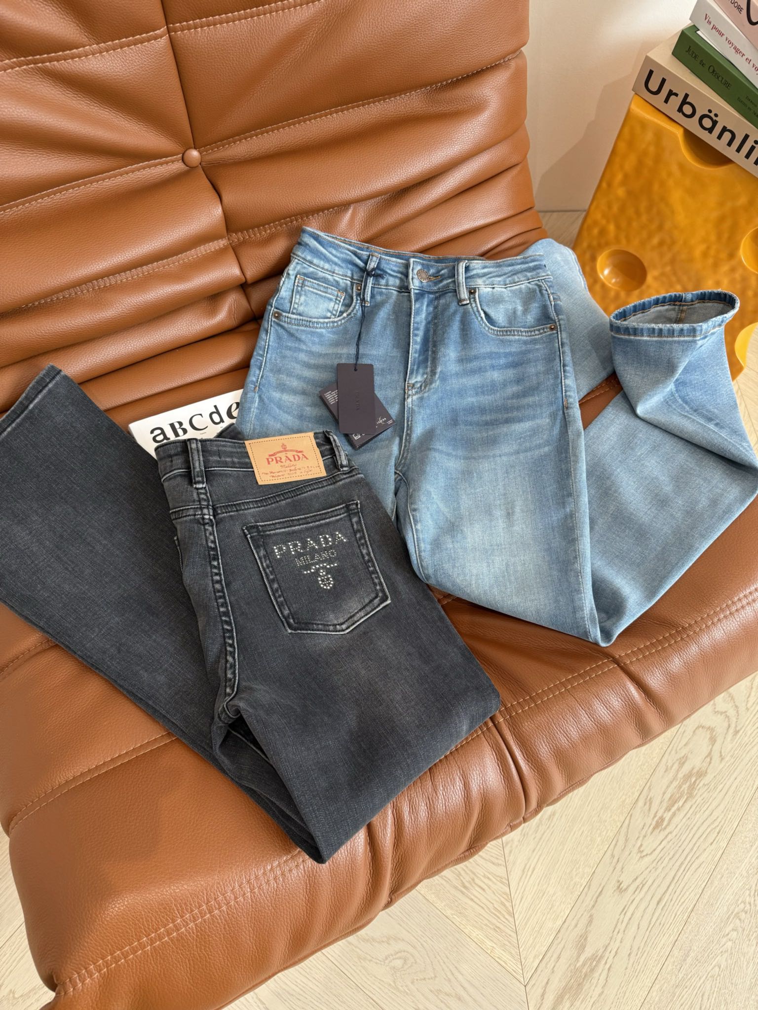 Prada Flared jeans Black and Blue Cotton