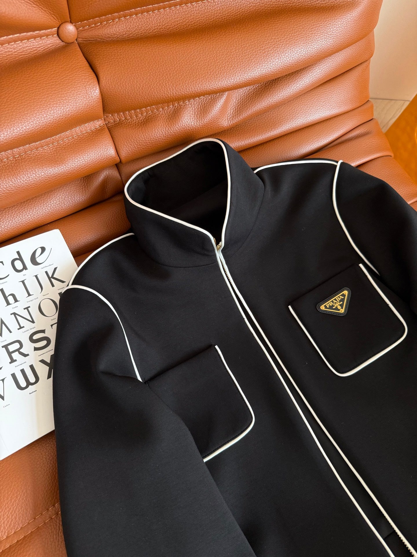 Prada 2025 Jacket Black mix White Cotton Acetate