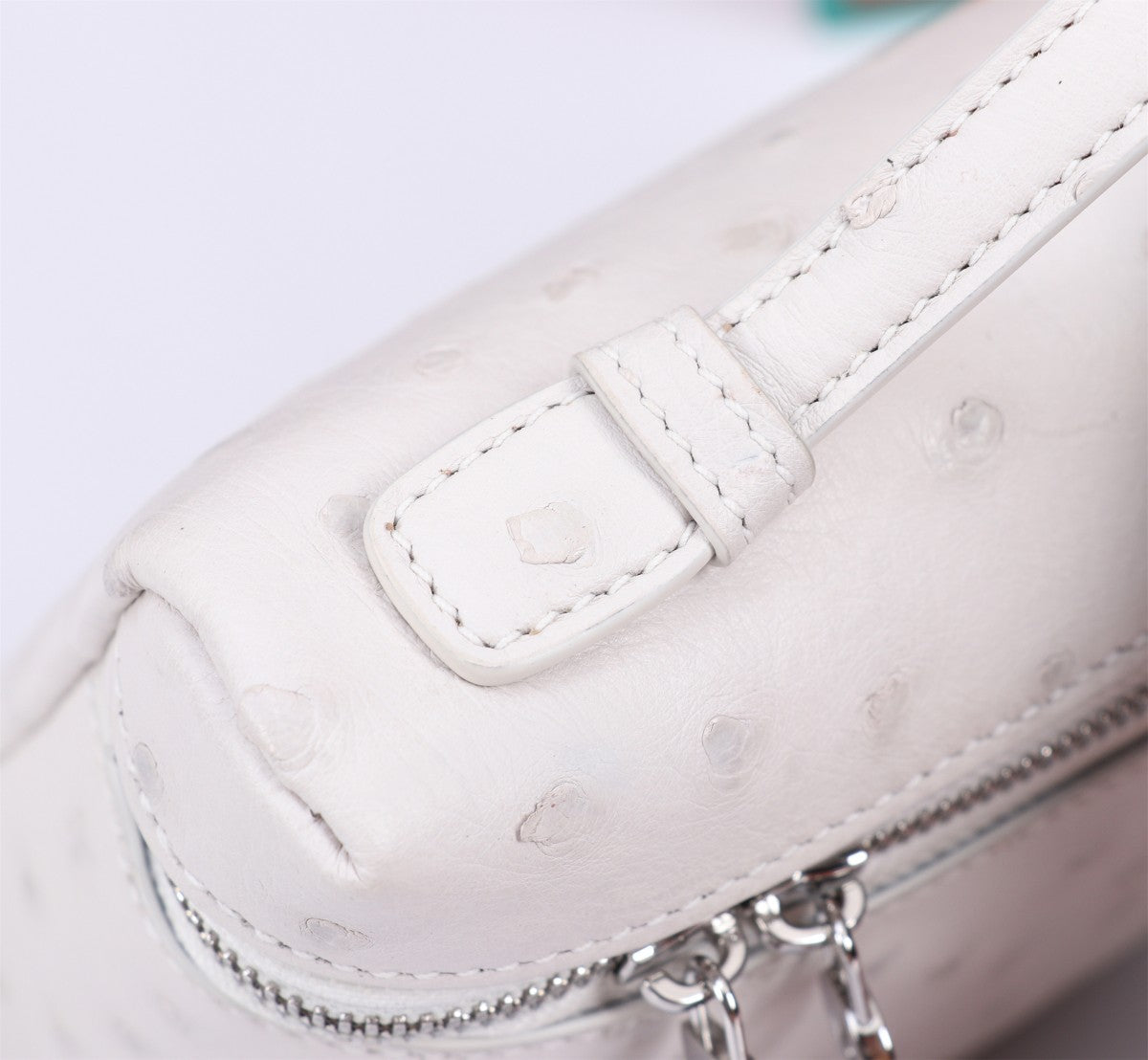EXTRA POCKET L19 IN WHITE OSTRICH LEATHER