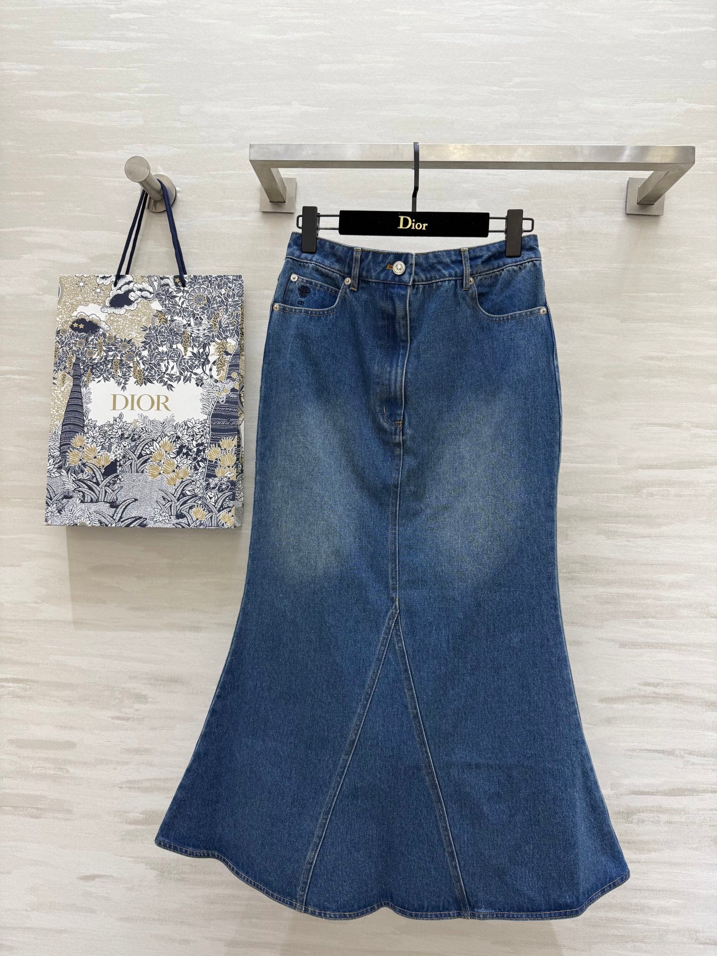 CD 25 Fishtail Denim Skirt Blue Cotton