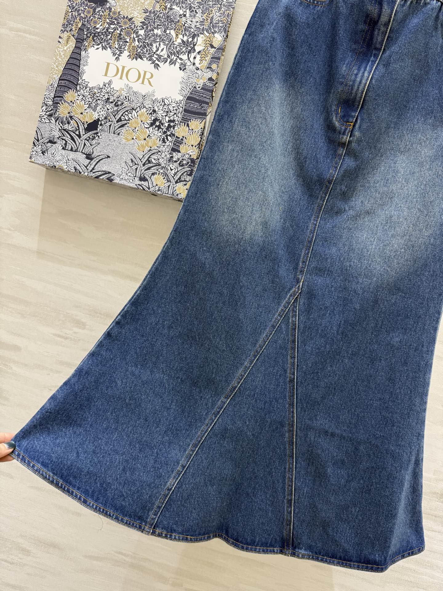 CD 25 Fishtail Denim Skirt Blue Cotton