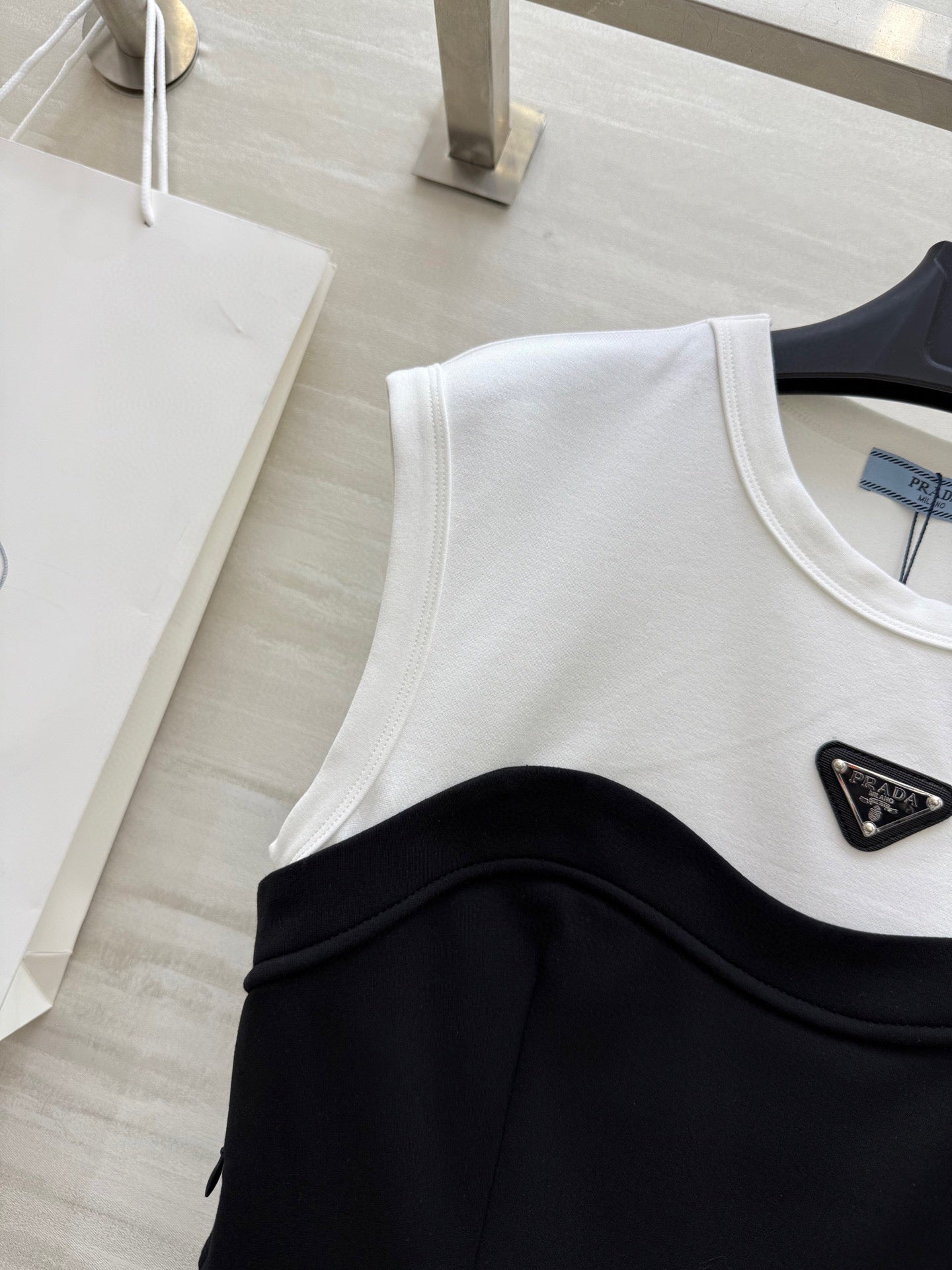 Prada 25 Tube Dress Black mix White Cotton