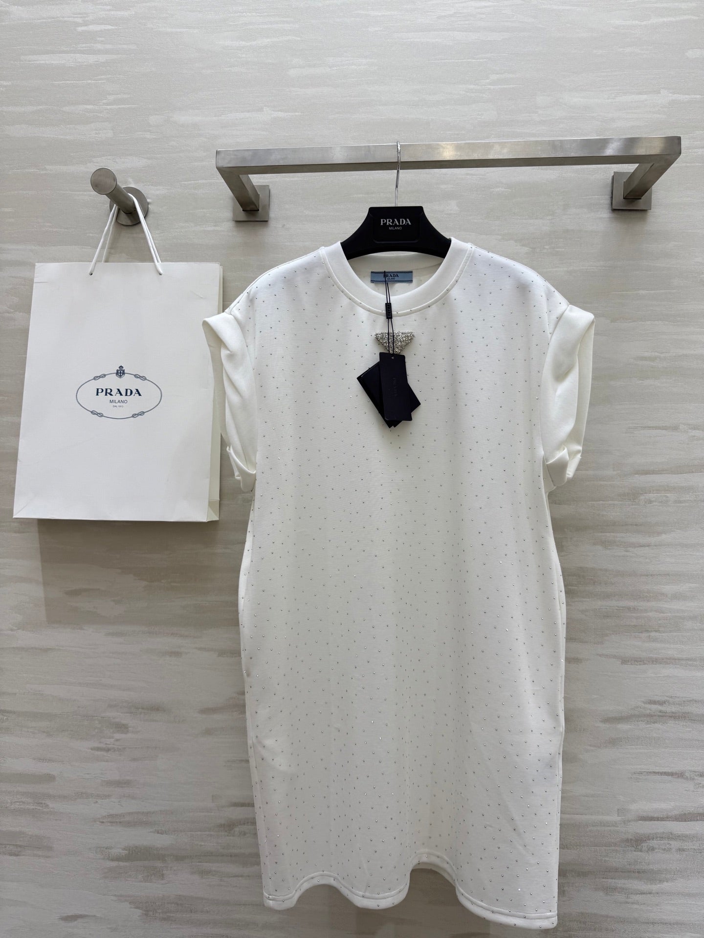 Prada 25 Diamond Dress White Cotton