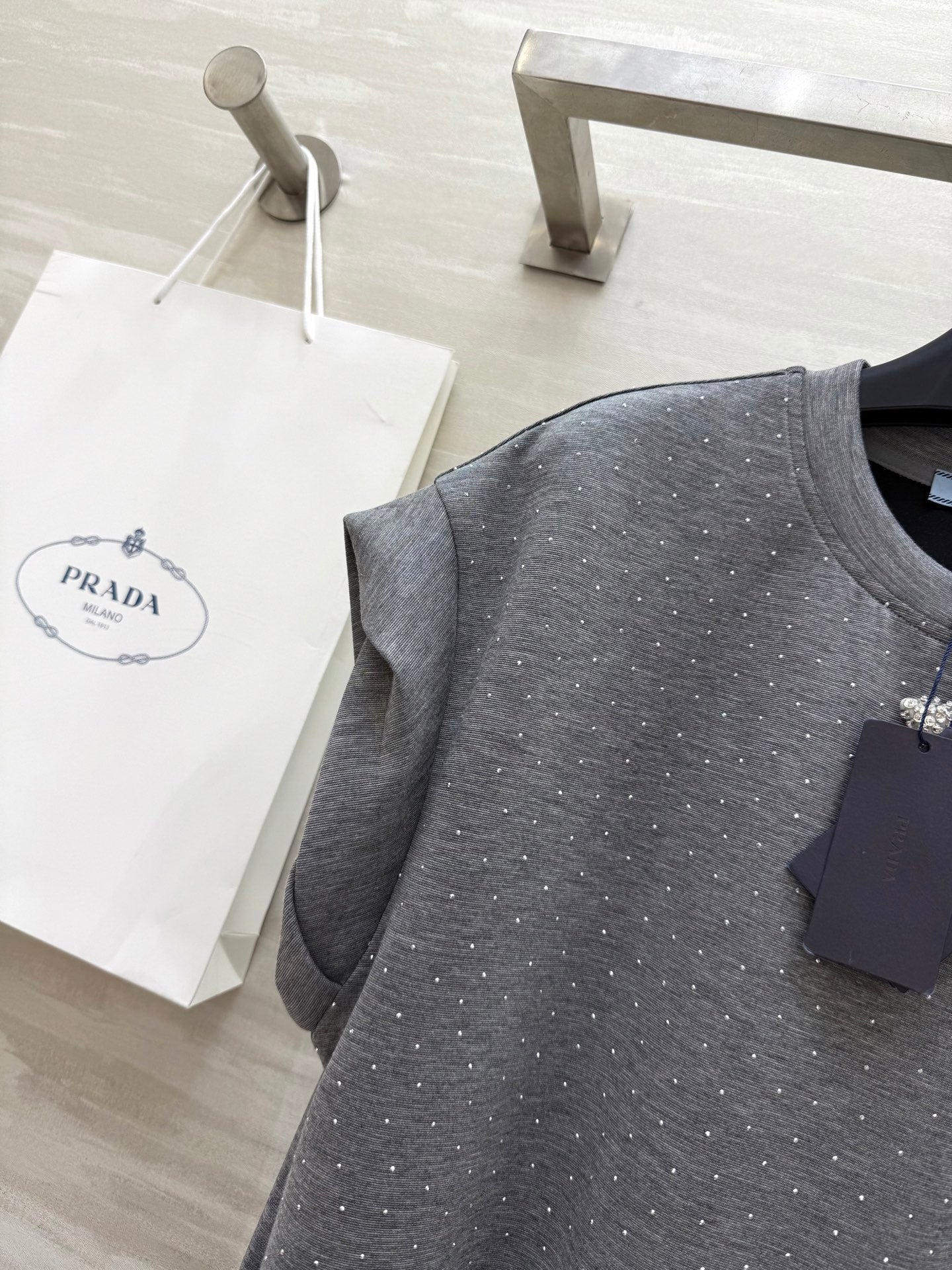 Prada 25 Diamond Dress Gray Cotton