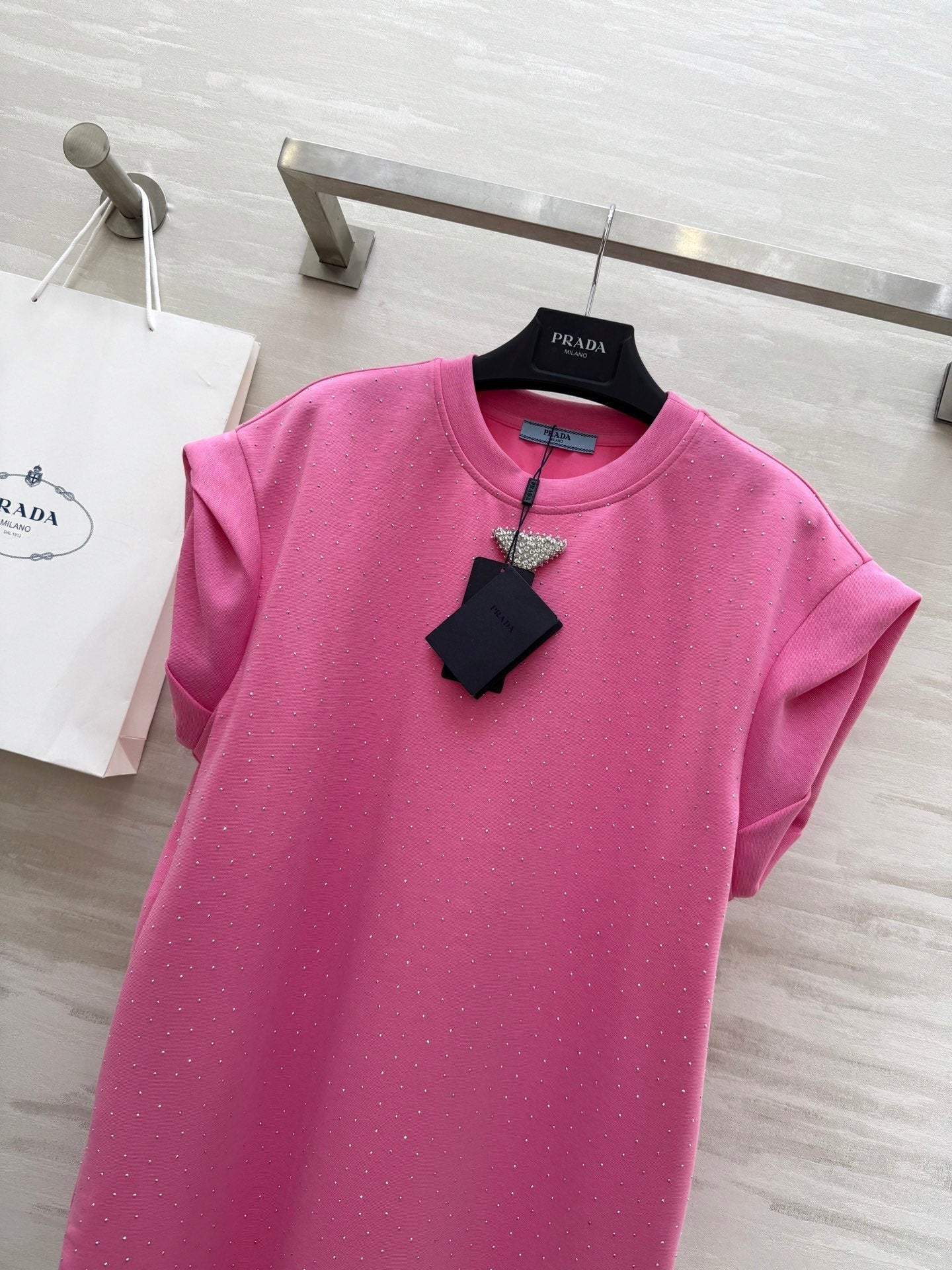 Prada 25 Diamond Dress Pink Cotton