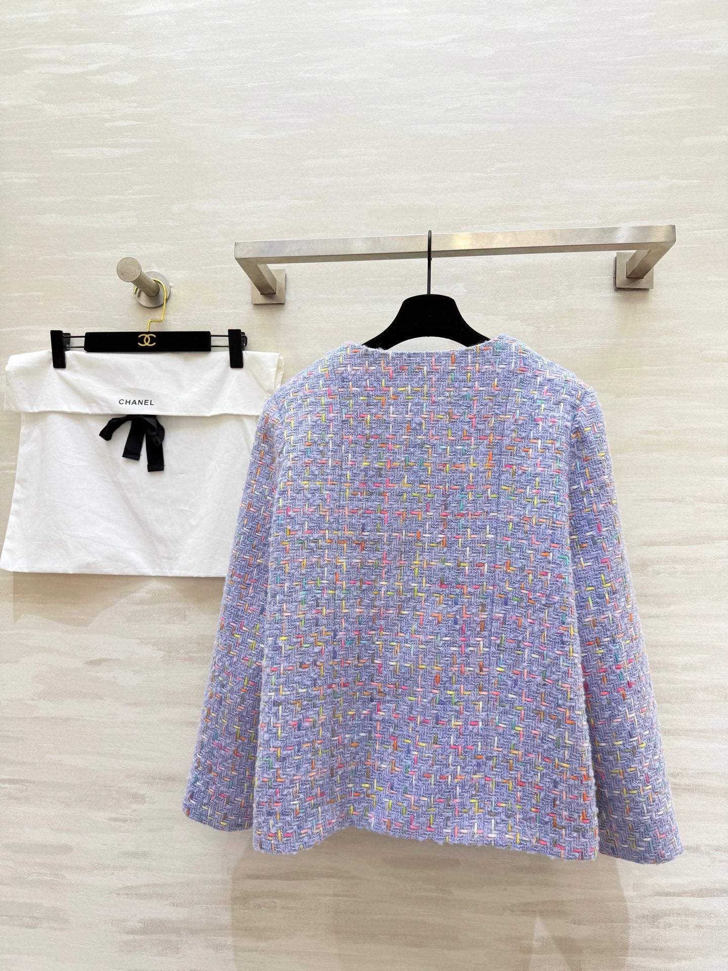 Chanel 2025 Mid-Length Coat Purple Wool Tweed Fabric 319534