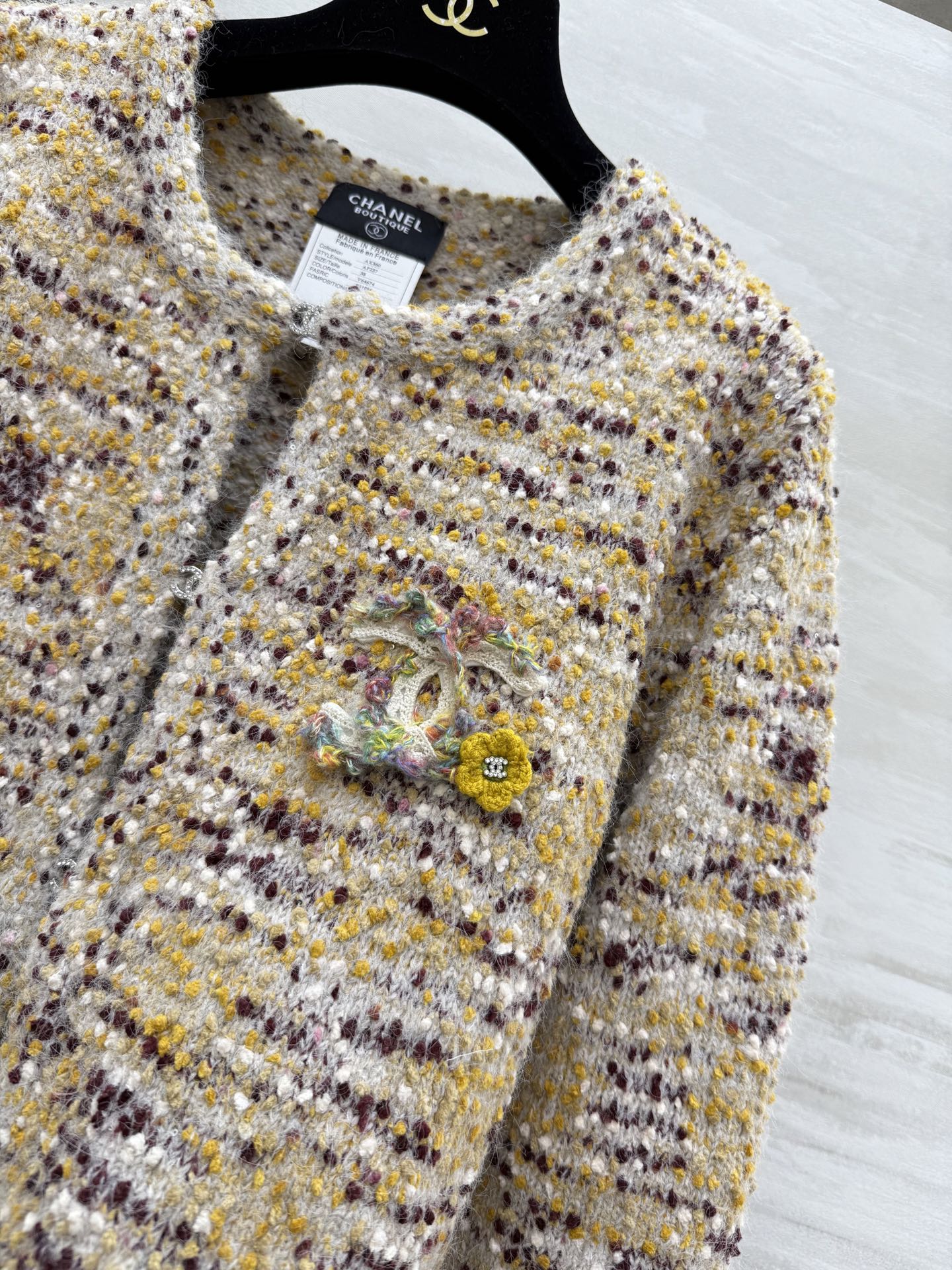 CC 2025 Cardigan Yellow Purple Wool 325788