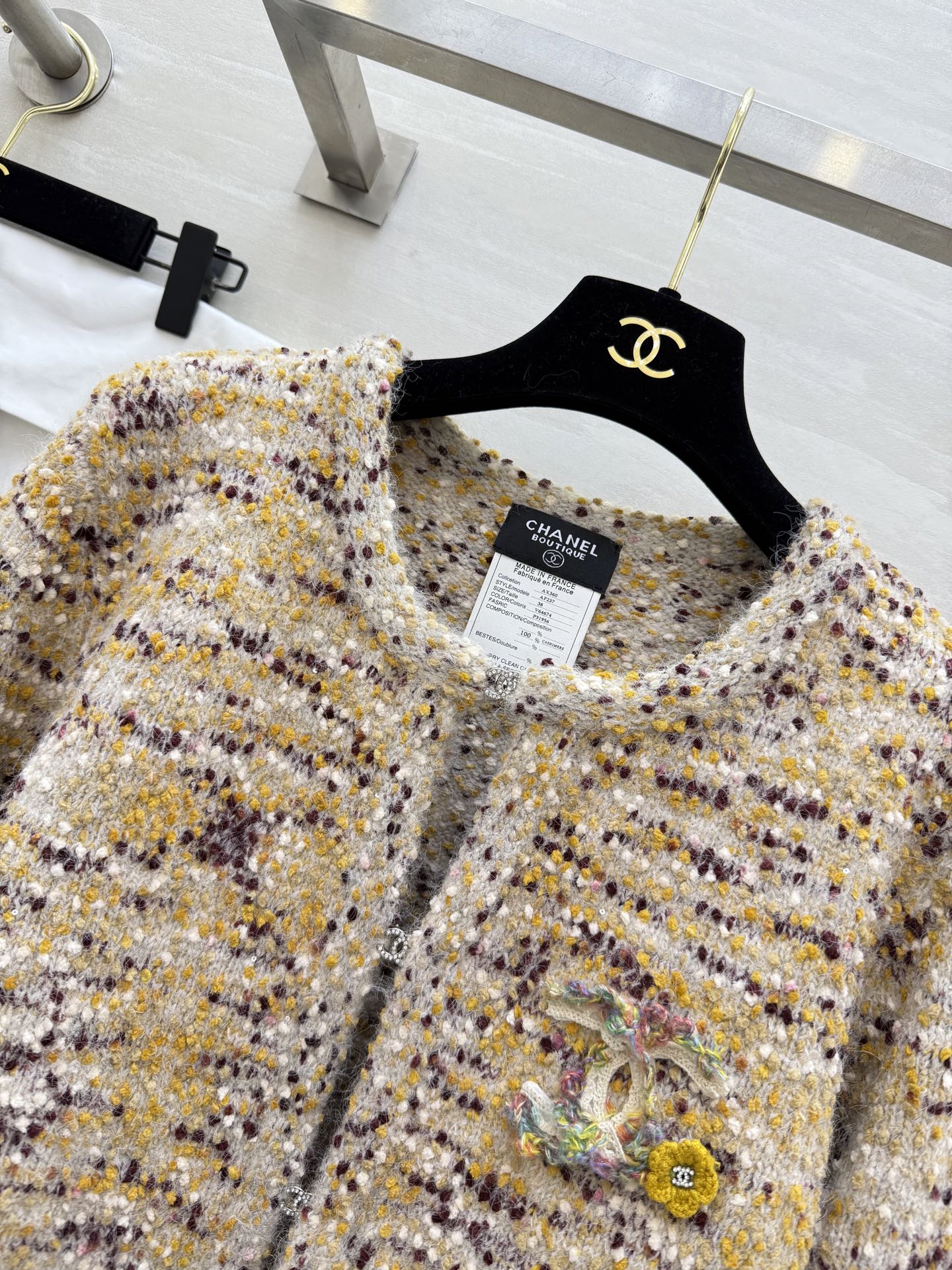 CC 2025 Cardigan Yellow Purple Wool 325788