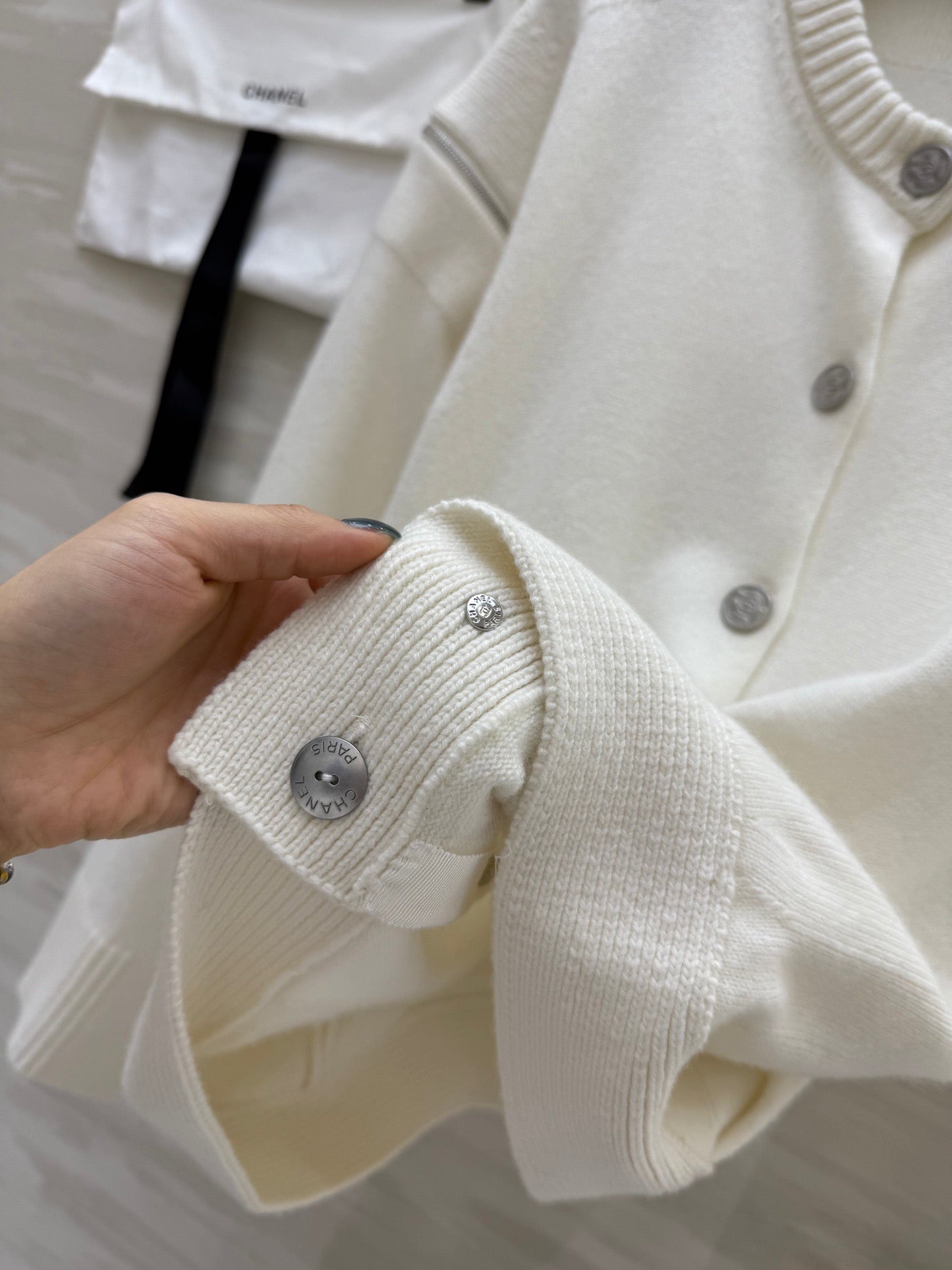 Chanel 2026 Cardigan With Cut-out Shoulders And Patch Pocket