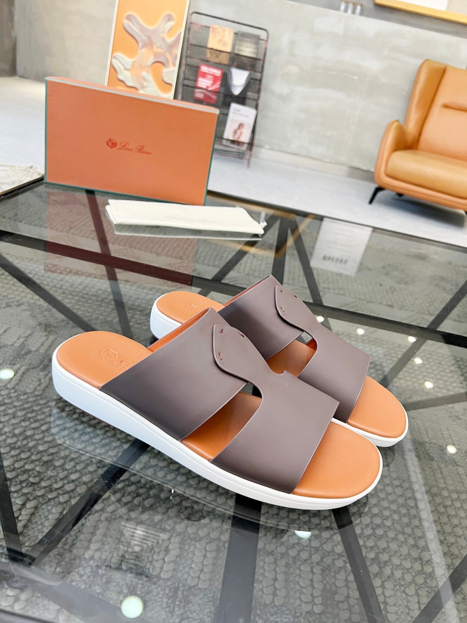 LP CROSSOVER SLIPPERS CHOCOLATE CALFSKIN