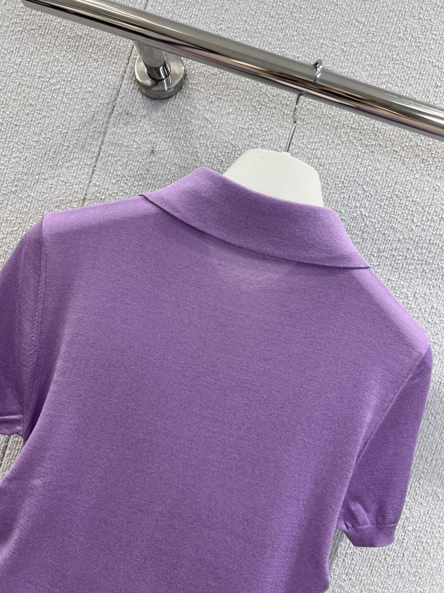 Loewe 25 Short-sleeved Top Purple Cashmere Silk