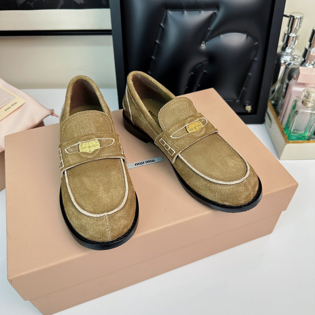 Miu Loafers Cinnamon Brown Suede