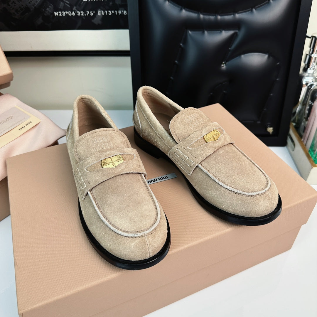 Miu Loafers Light Brown Suede