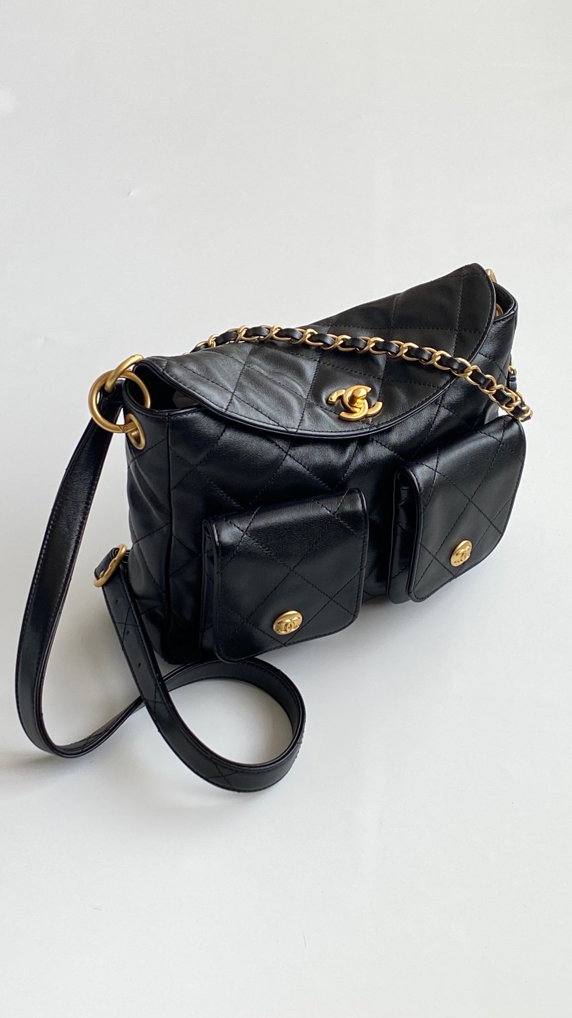 Chanel 25 Hobo Bag Black Lambskin