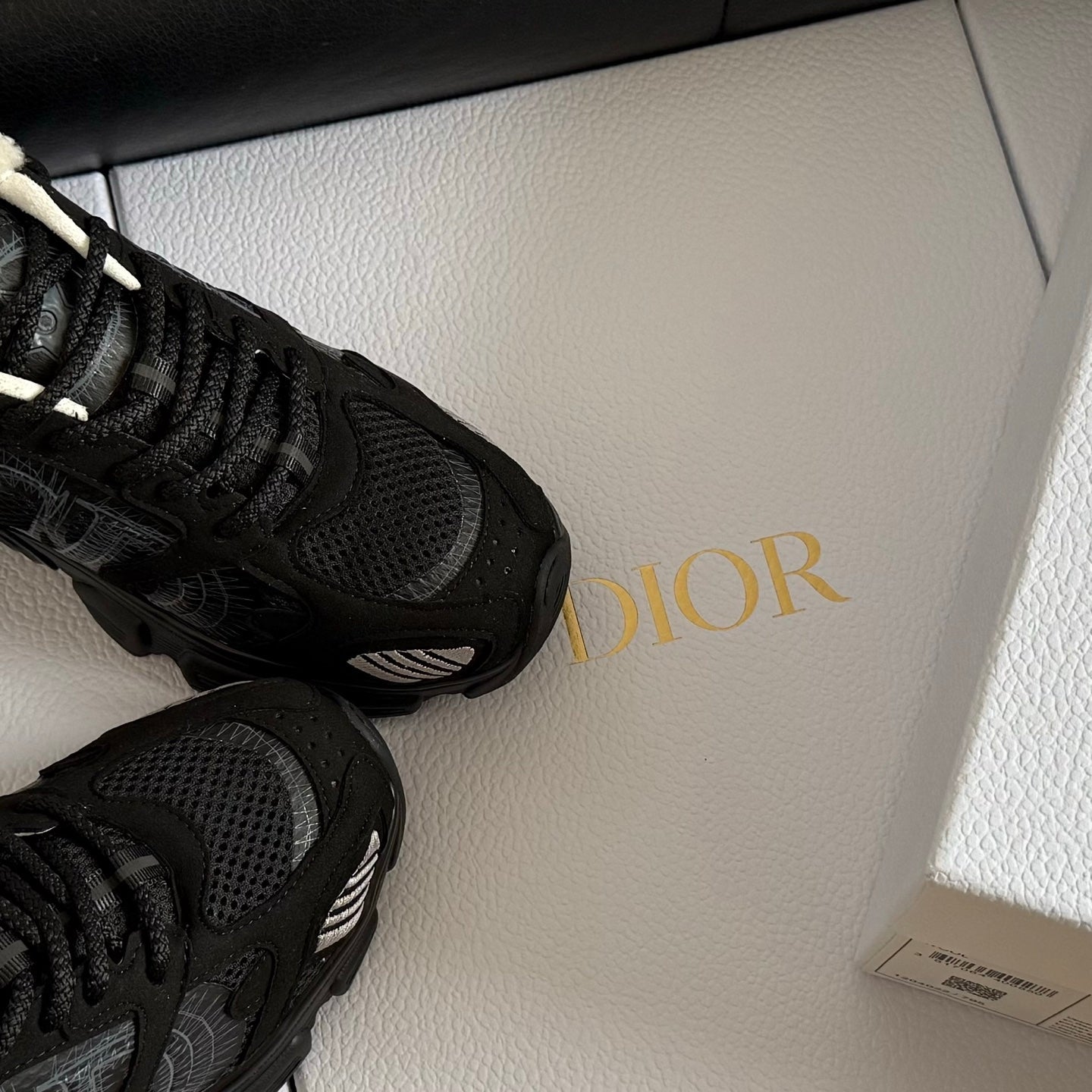 Dior 25 Chrono Sneakers Black Cream Mesh Suede Calfskin 531388