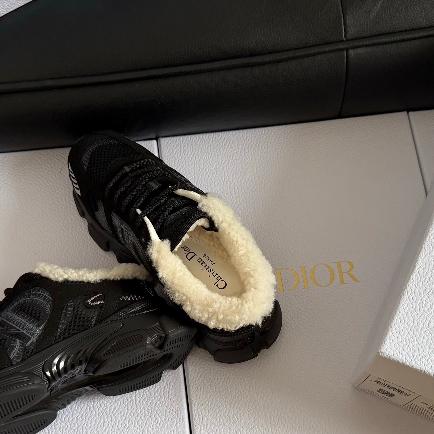 Dior 25 Chrono Sneakers Black Cream Mesh Suede Calfskin 531388