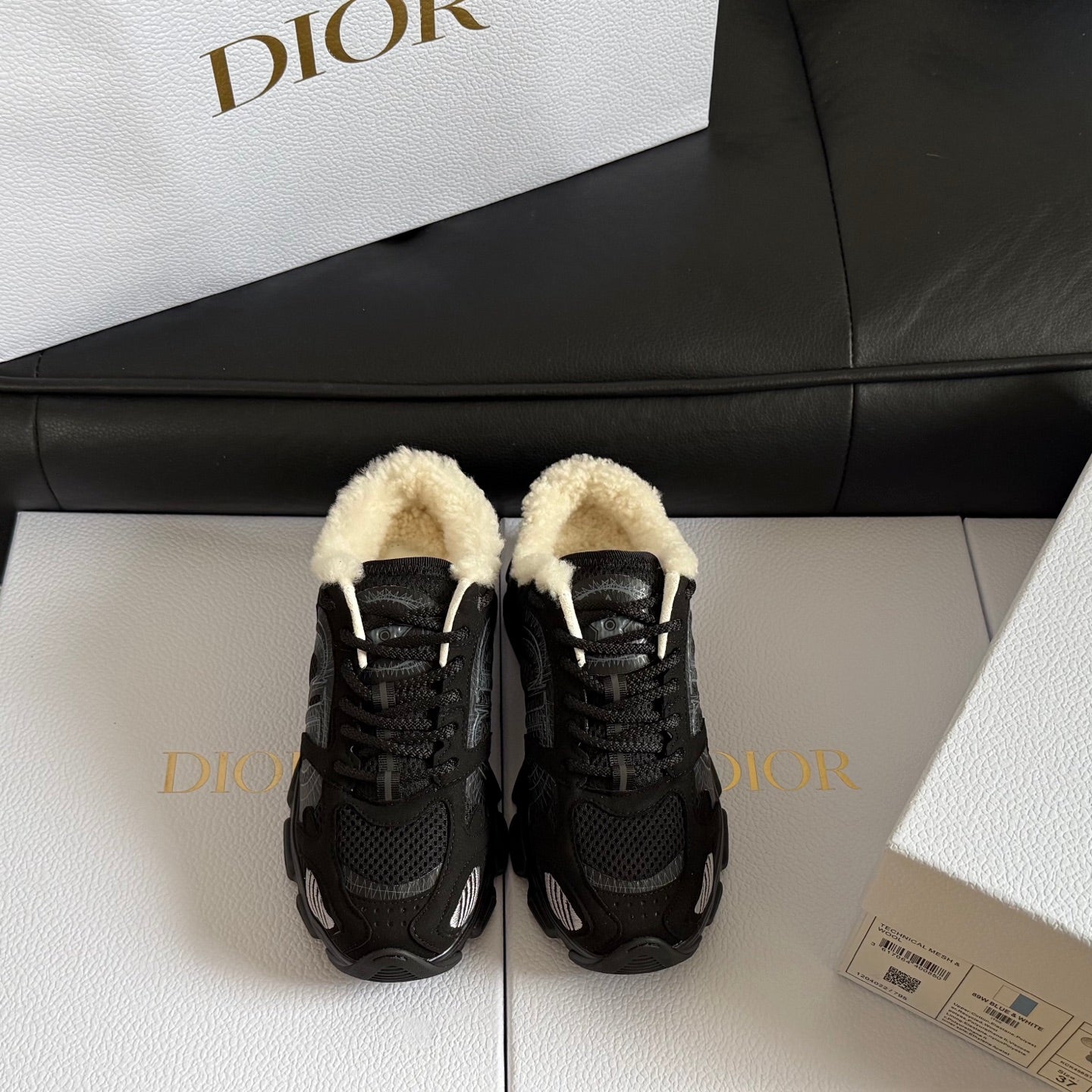 Dior 25 Chrono Sneakers Black Cream Mesh Suede Calfskin 531388