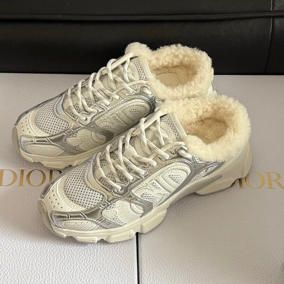 Dior 25 Chrono Sneakers White Silver Mesh Calfskin 531393