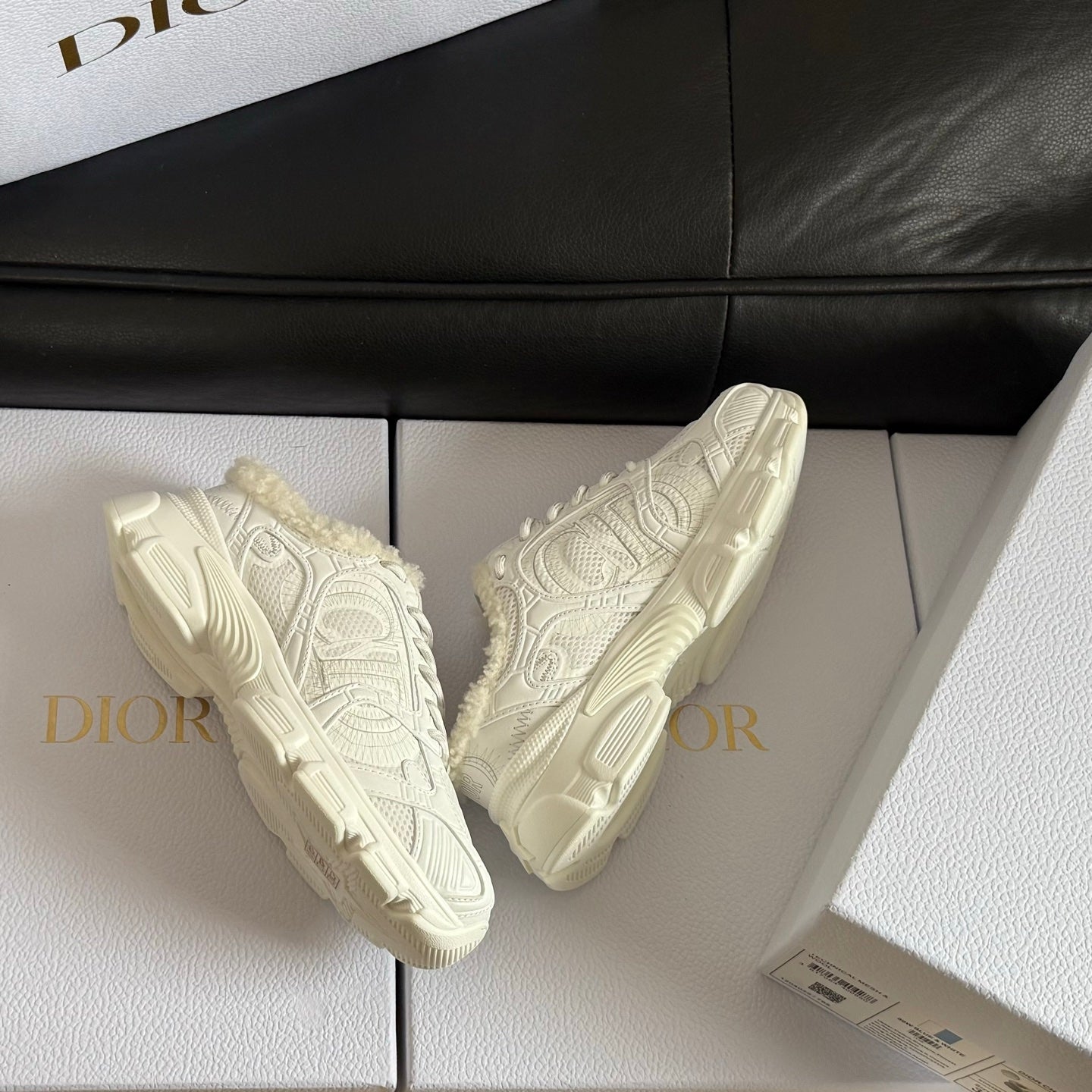 Dior 25 Chrono Sneakers White Mesh Calfskin 531395